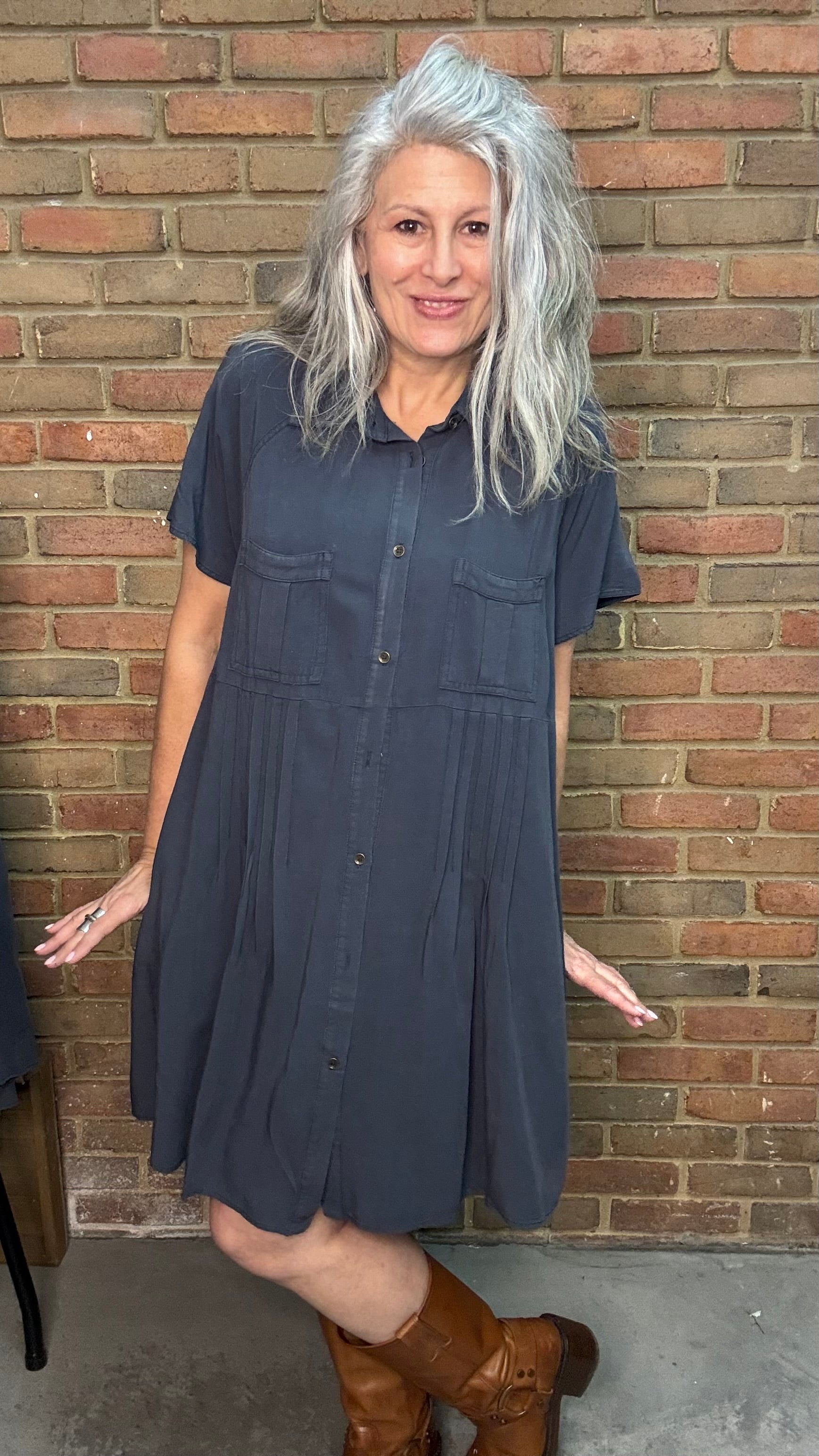 Charcoal PIntuck Shirt/Dress