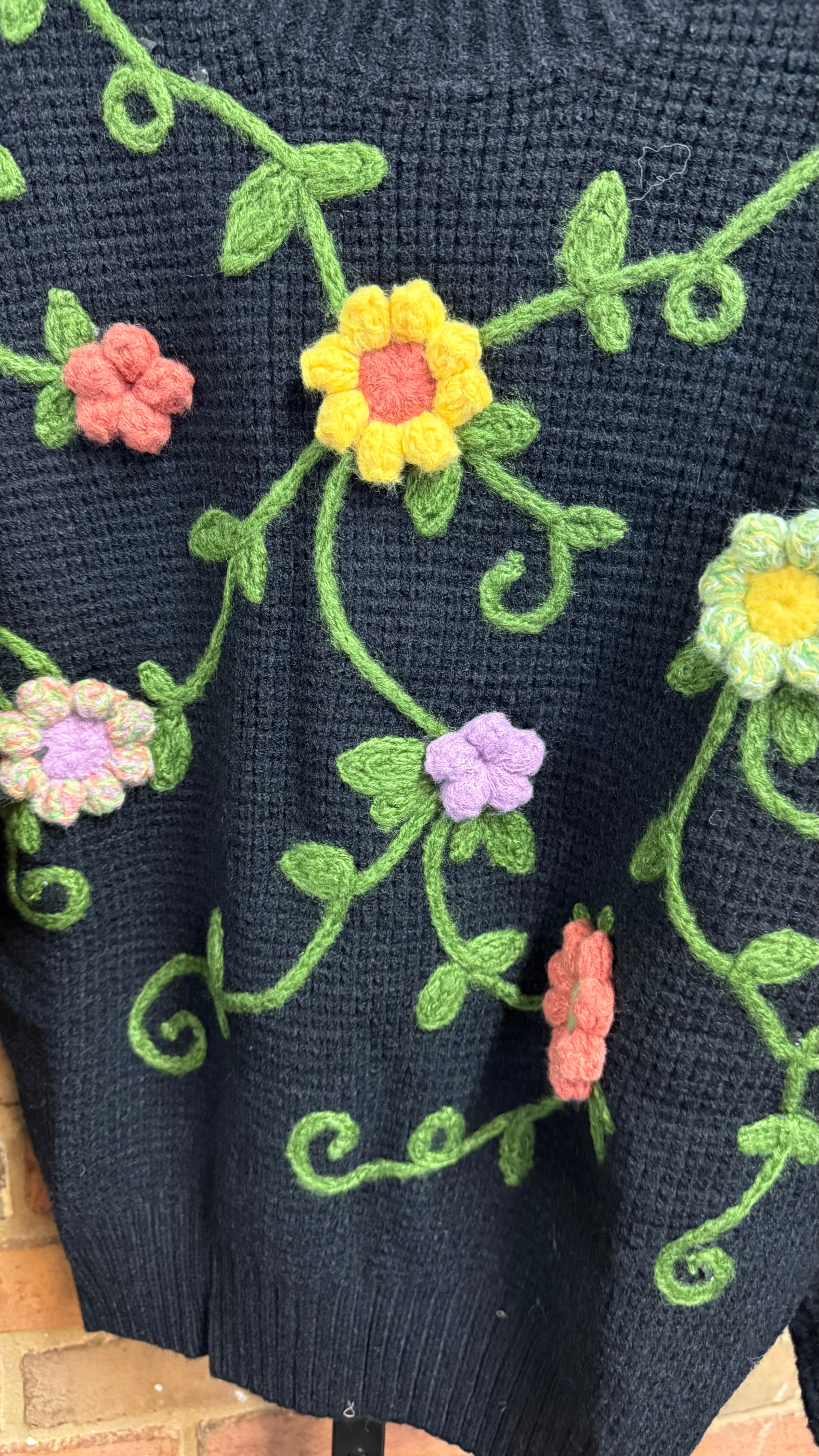 Embroidery Floral Vines Sweater