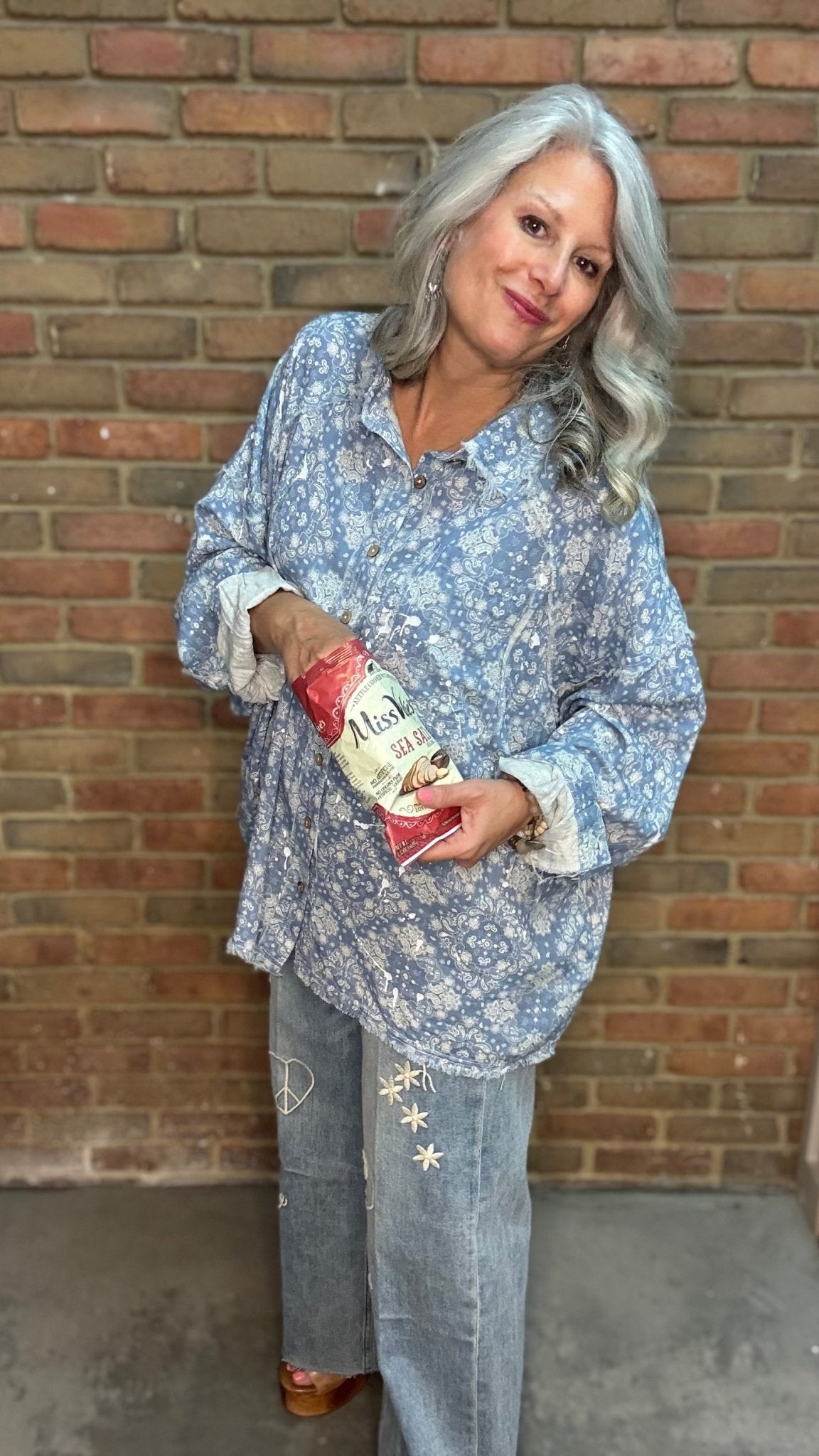 Paisley Printed Button Down Shirt - Vintage Vault Boutique