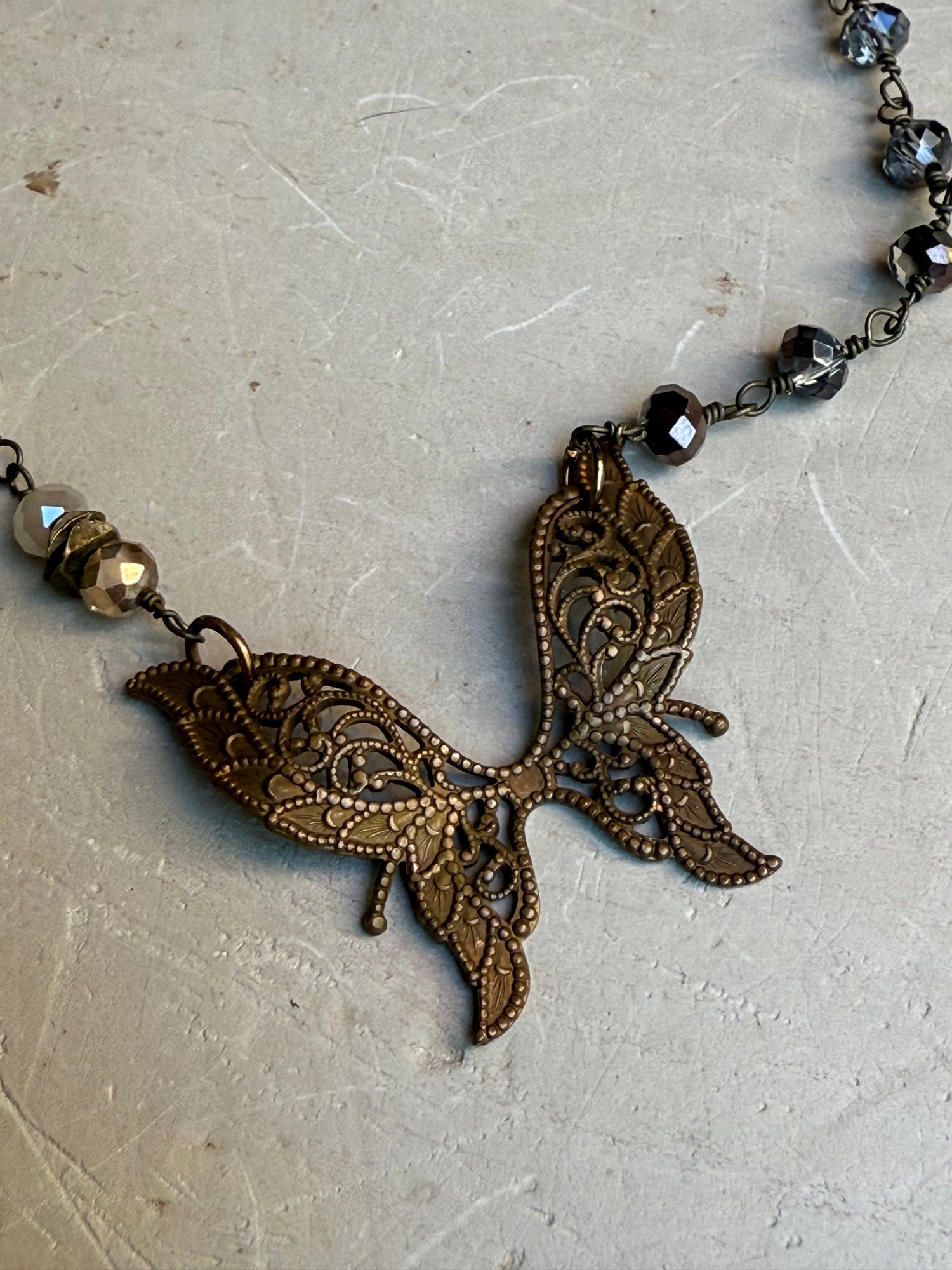 EKD Brass Butterfly Necklace