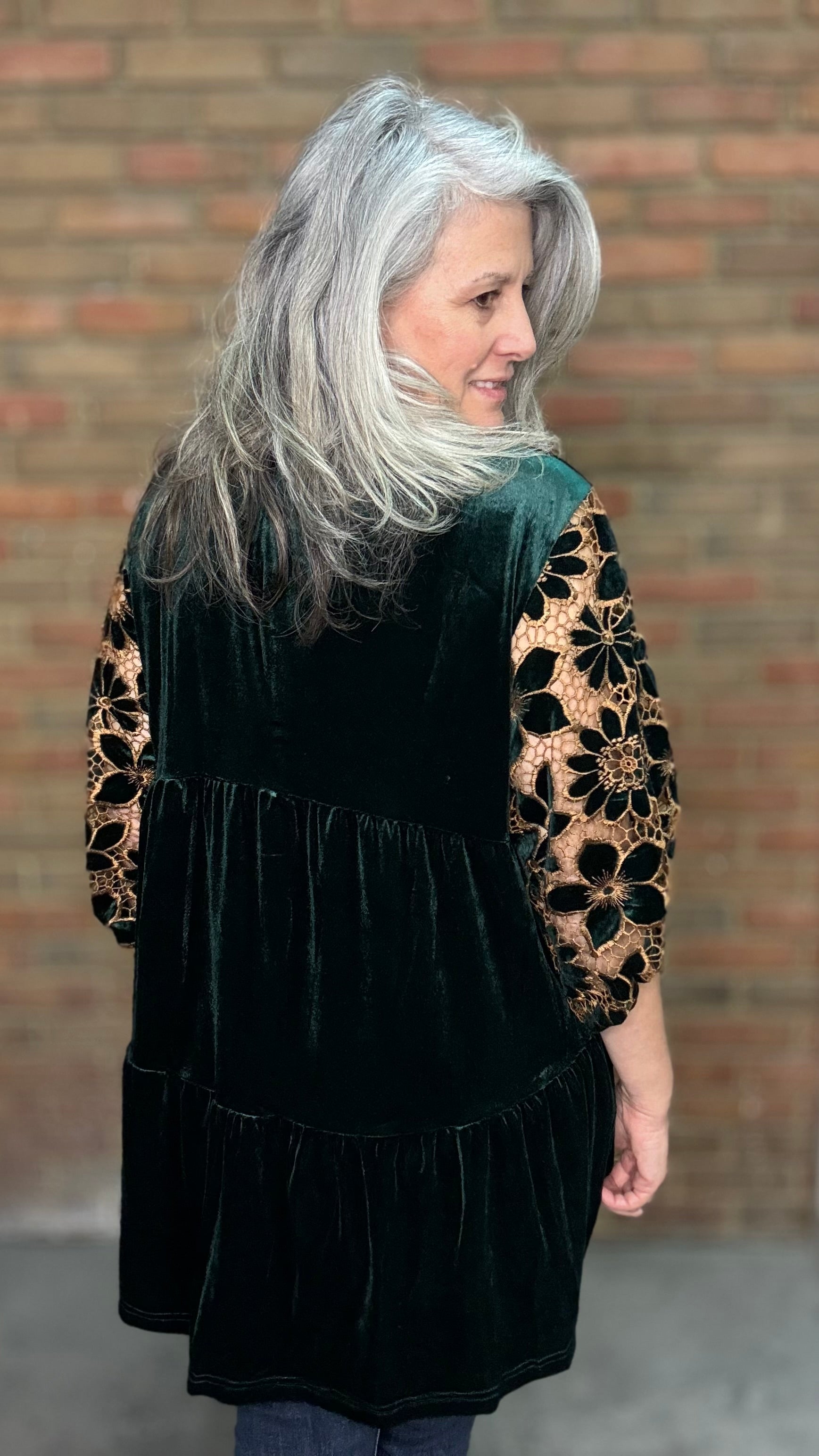 Hunter Green Velvet Tunic Top