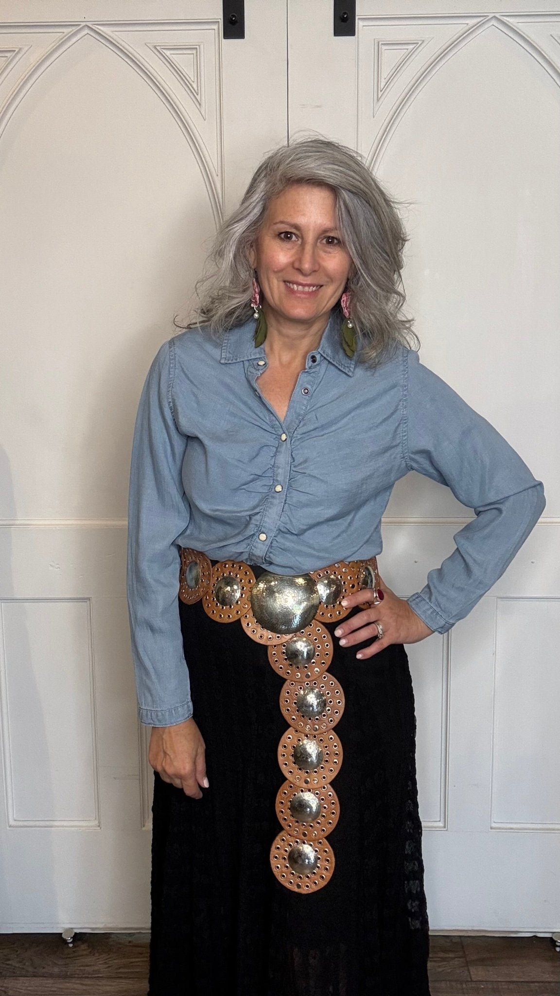 Tencel Denim Ruched Shirt - Vintage Vault Boutique