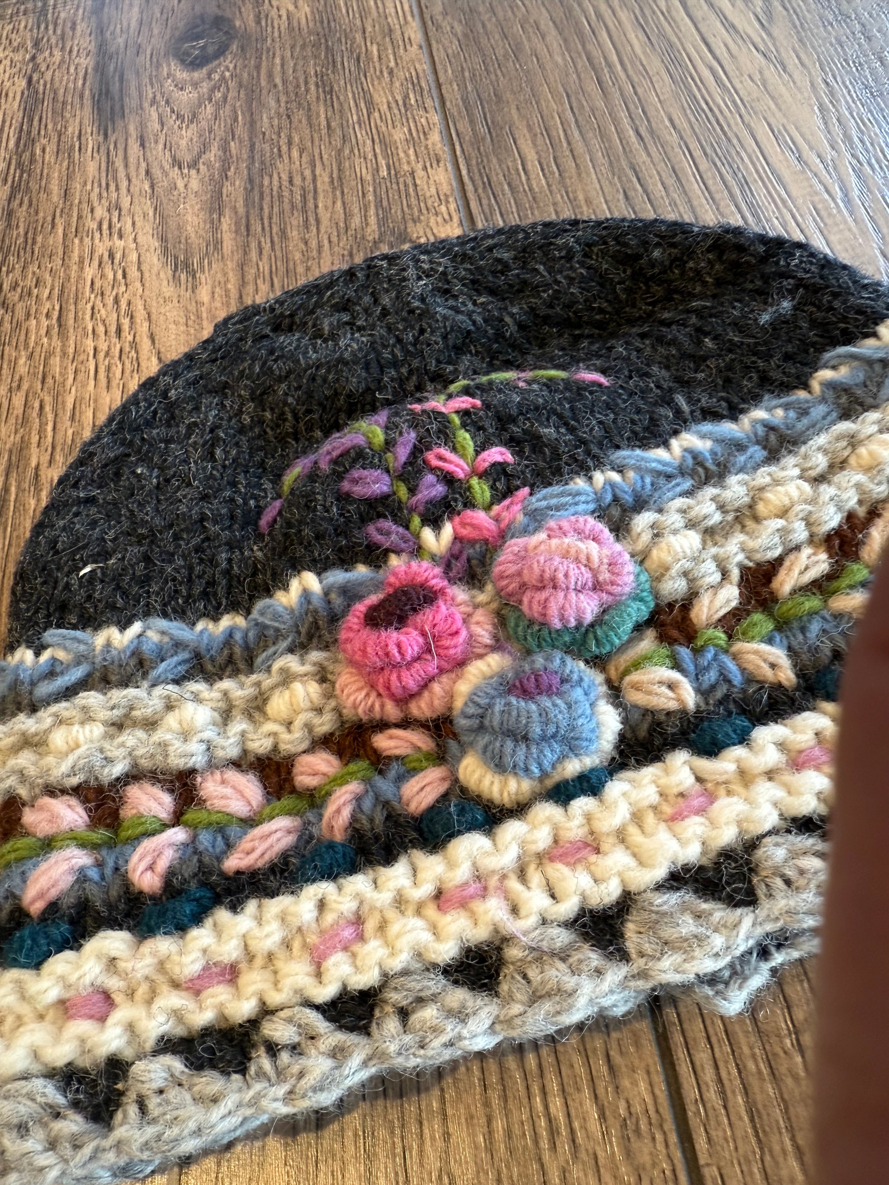 Wool Knit Embroidery Hat