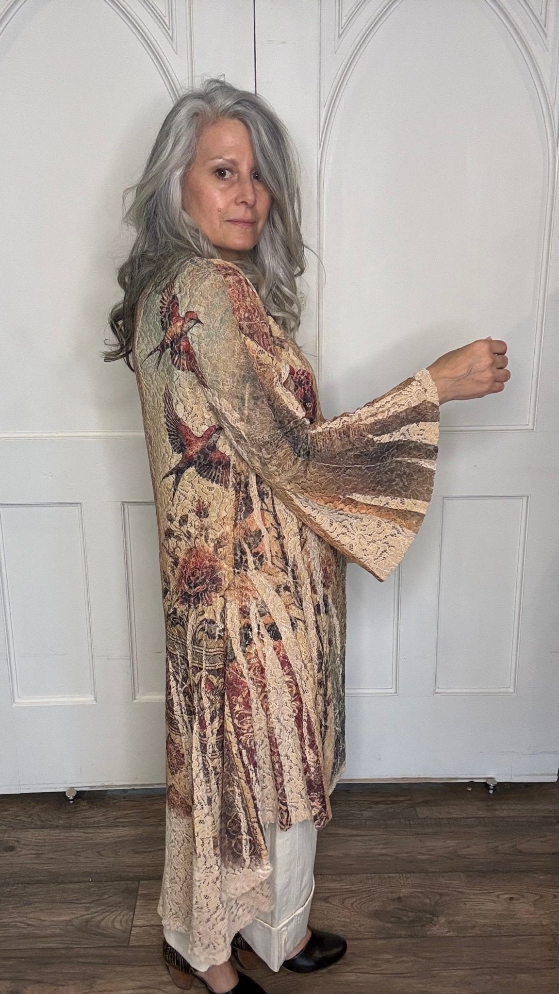 Long Vintage Bird Cardigan - Vintage Vault Boutique