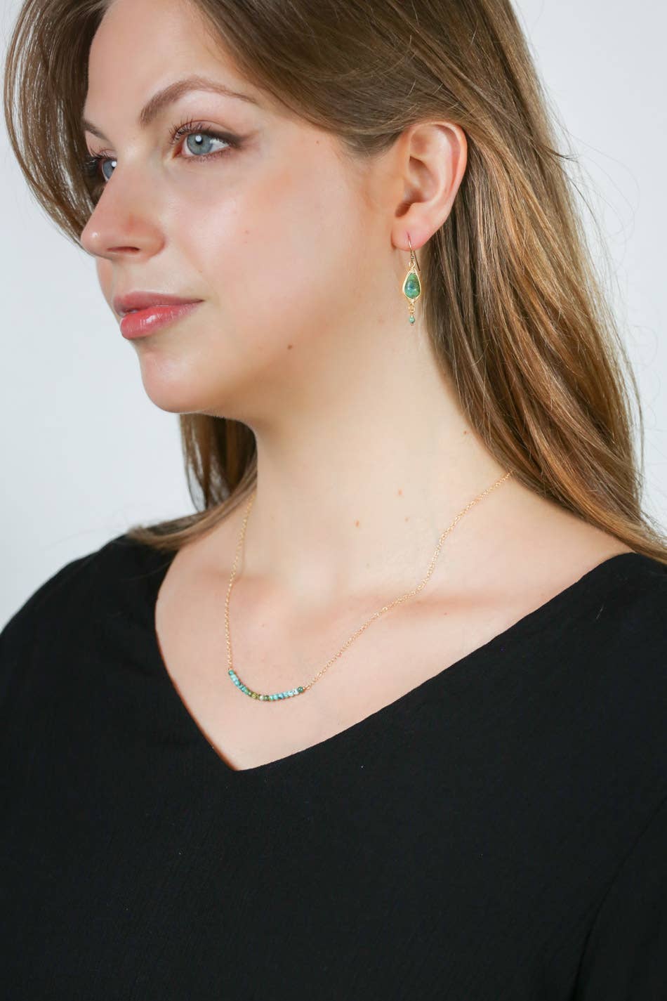 Birthstone December Gold Turquoise Earrings 047E