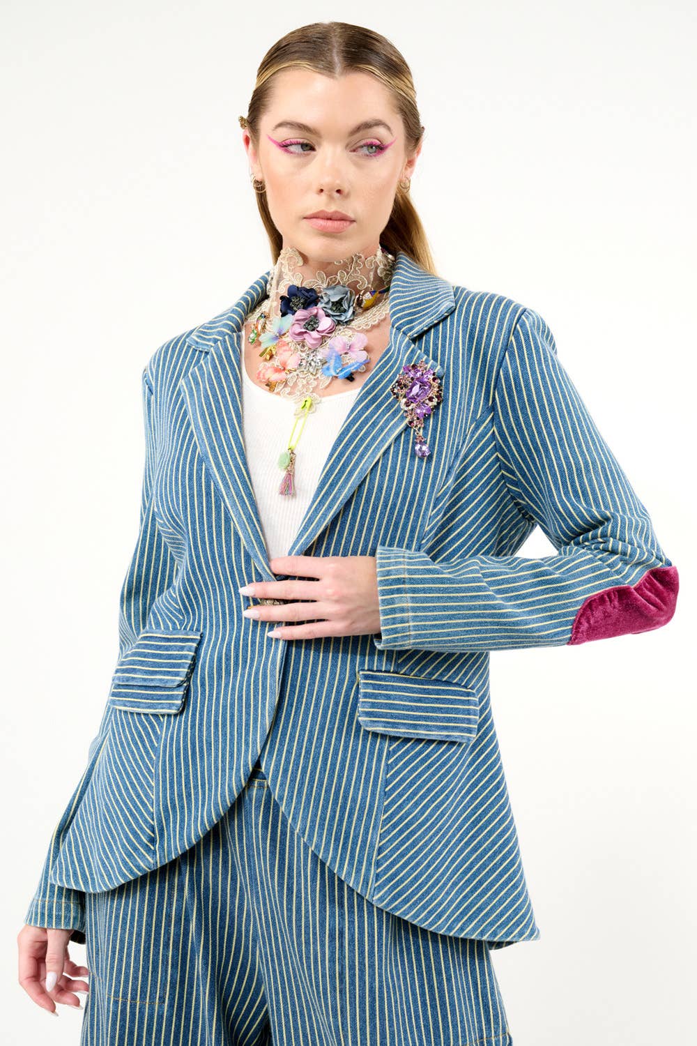 Alaia Stripe Denim Blazer