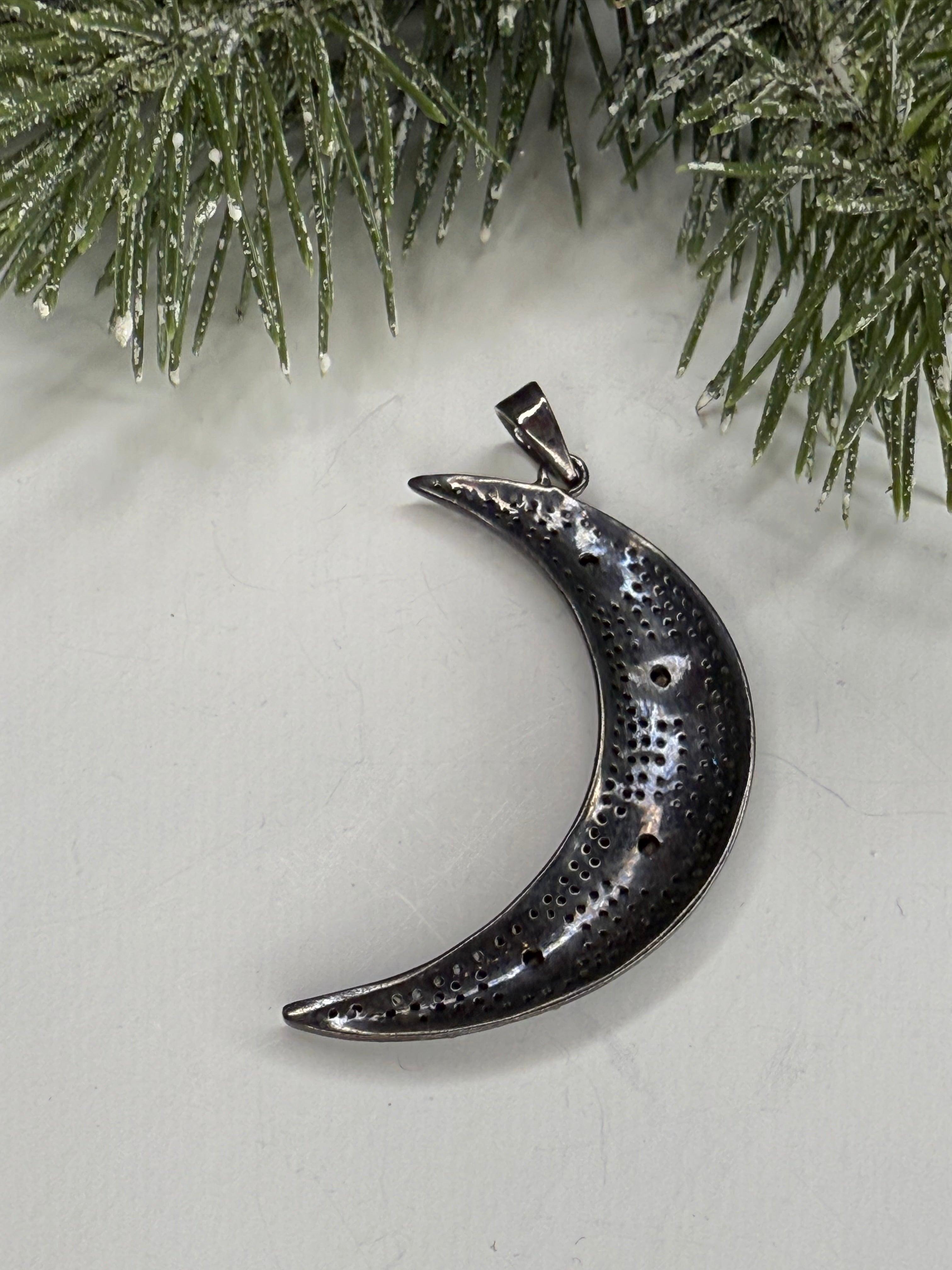 Large Pave Diamond Moon Pendant