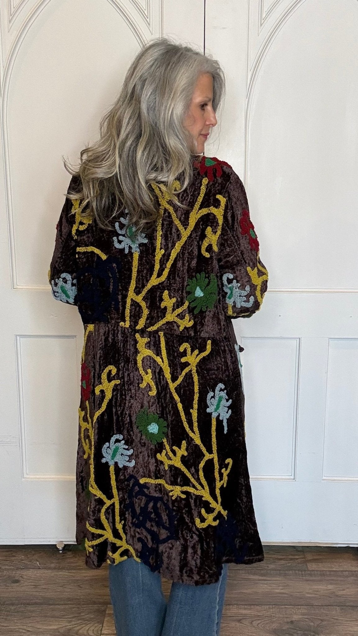 Aubergine Velvet Button Front Jacket - Vintage Vault Boutique