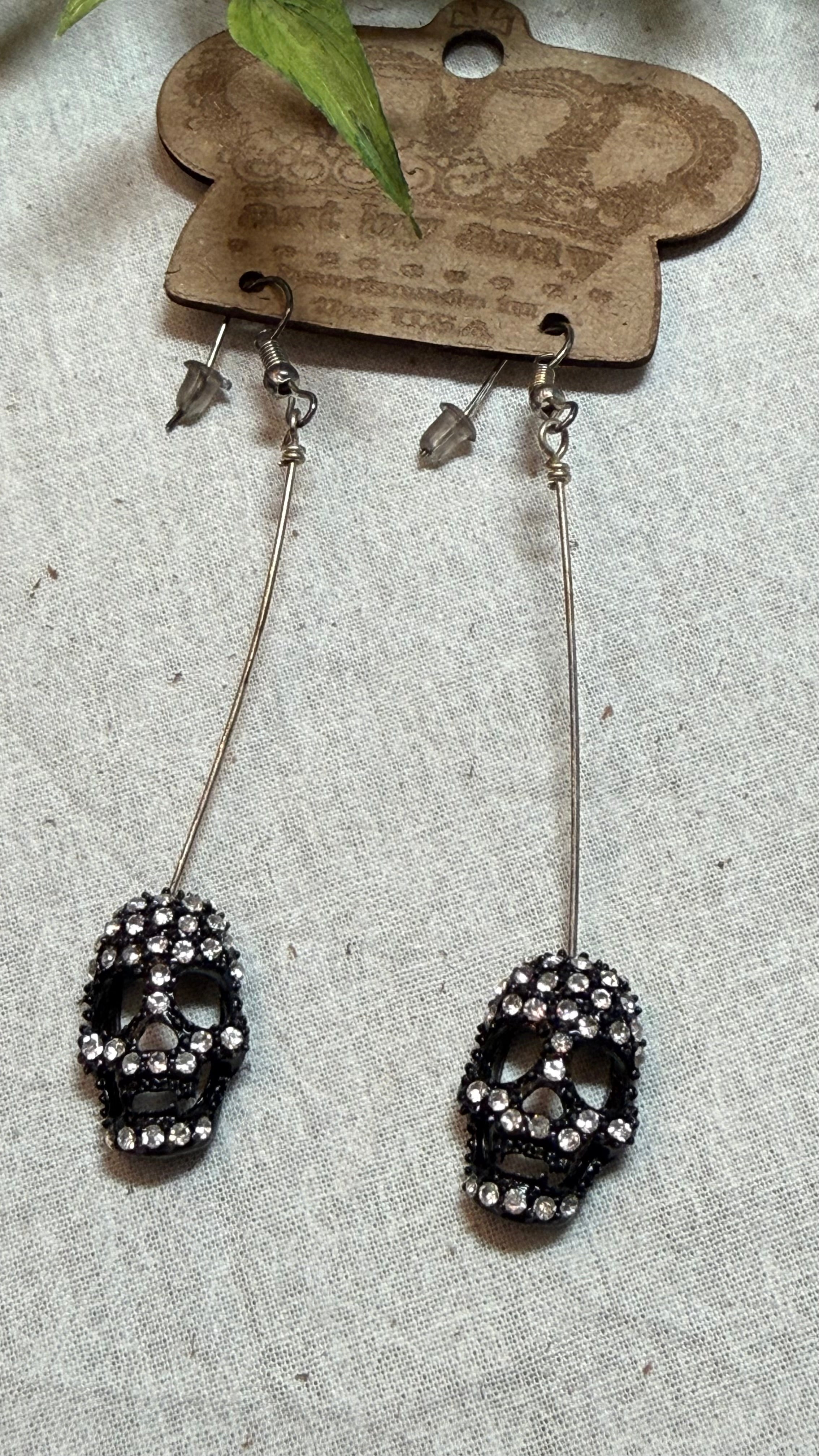 Skull Head with Bling Drop Earring
