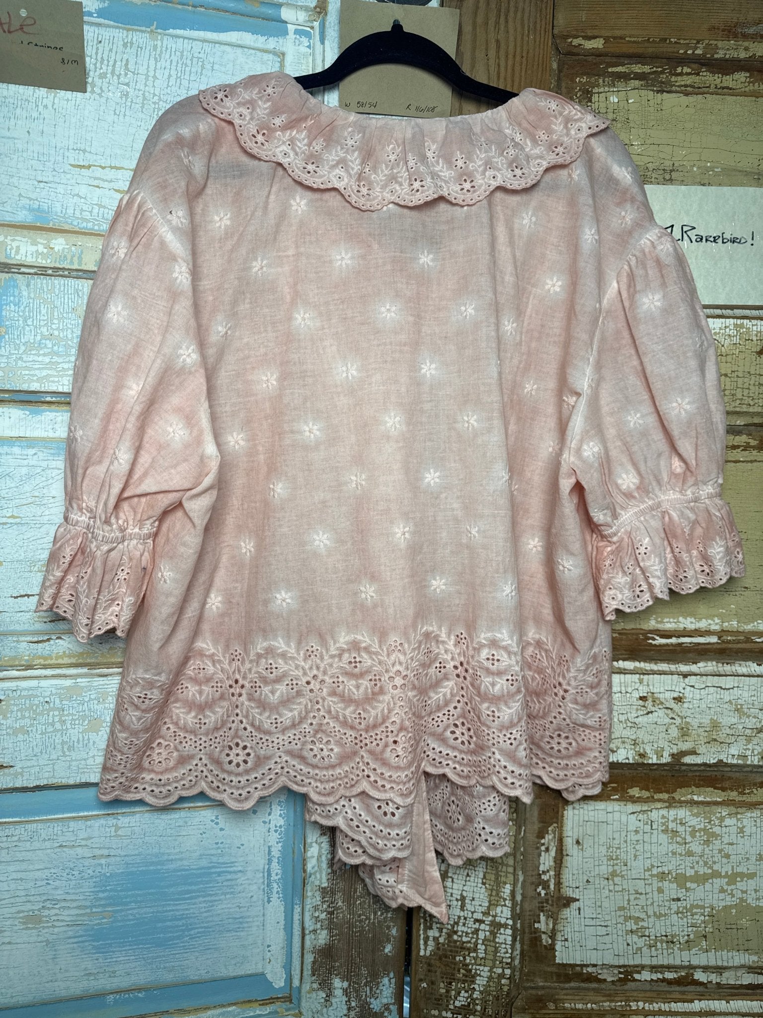 Distressed Pink Eyelet Top - Vintage Vault Boutique