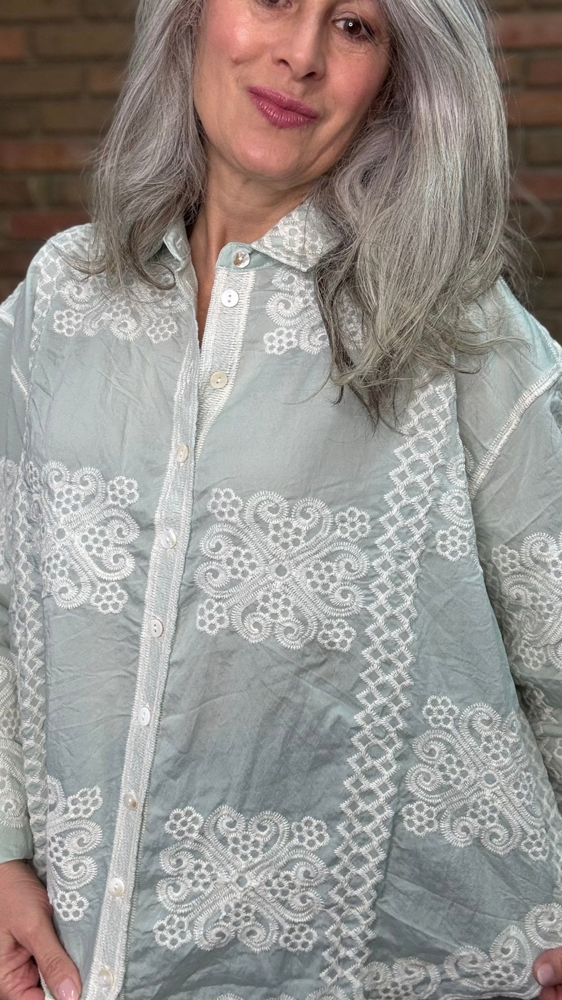 Mint Lace Shirt - Vintage Vault Boutique
