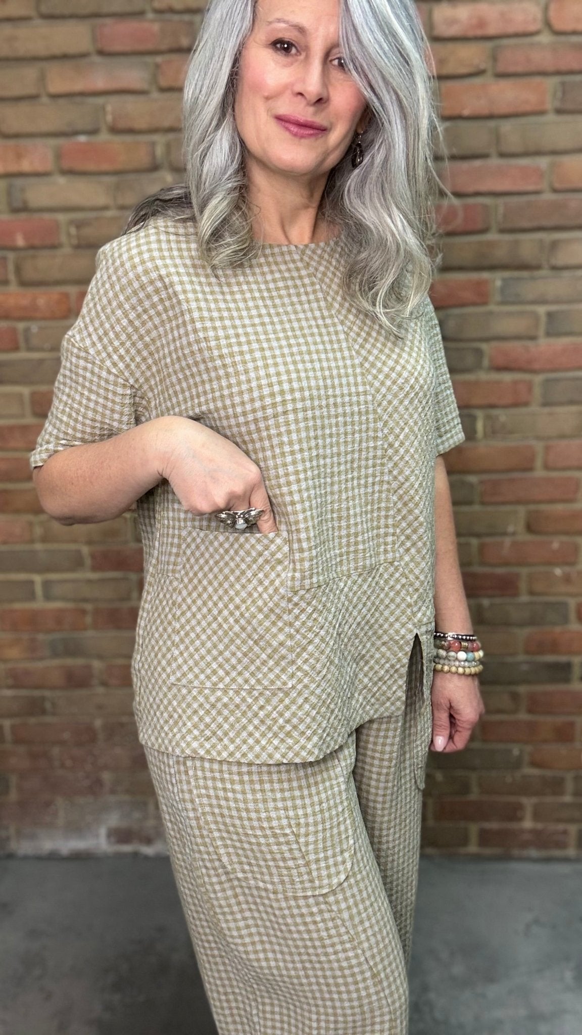 Moira Butter Check Top - Vintage Vault Boutique