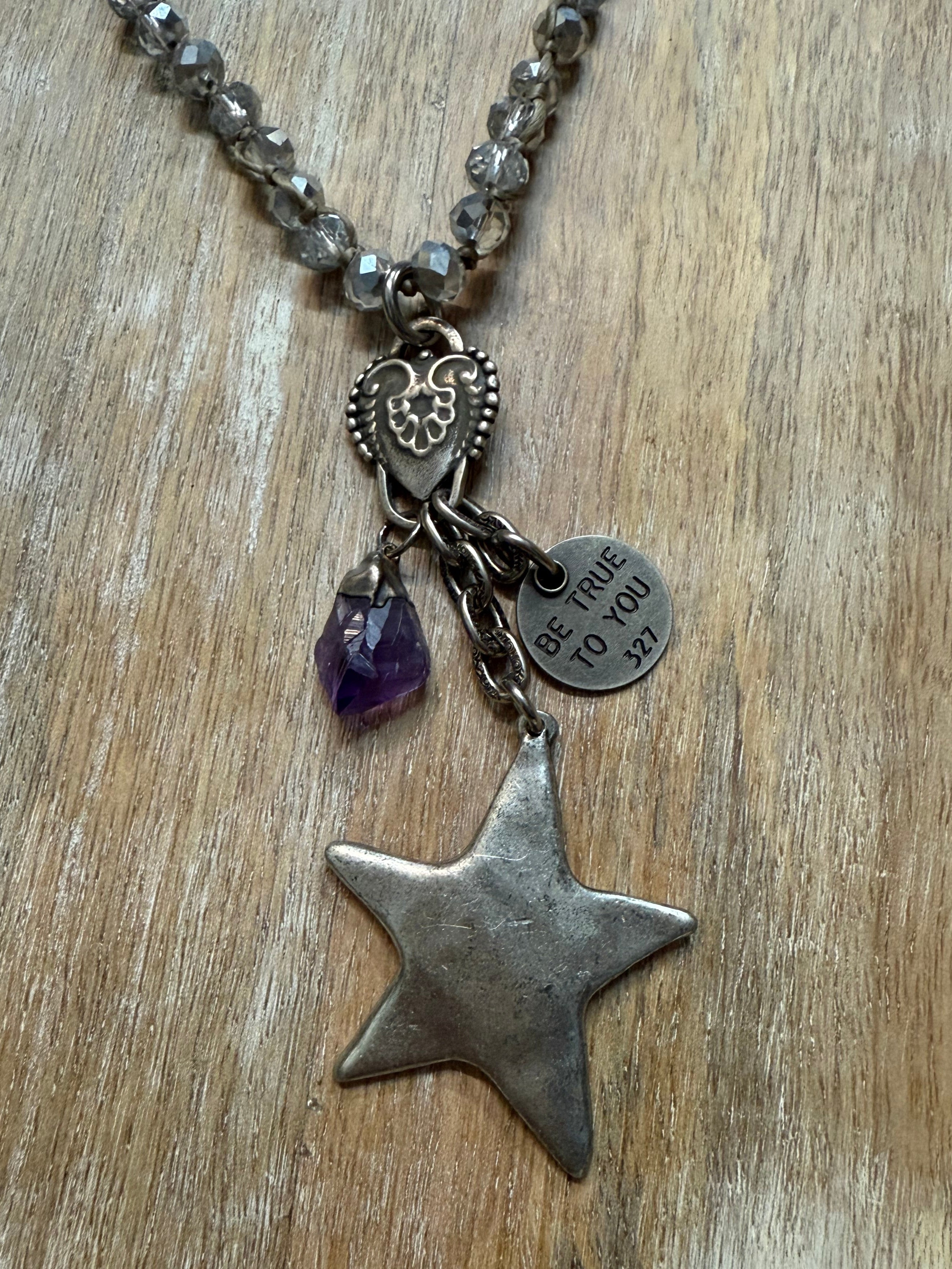 Star on Crystal Strand Necklace