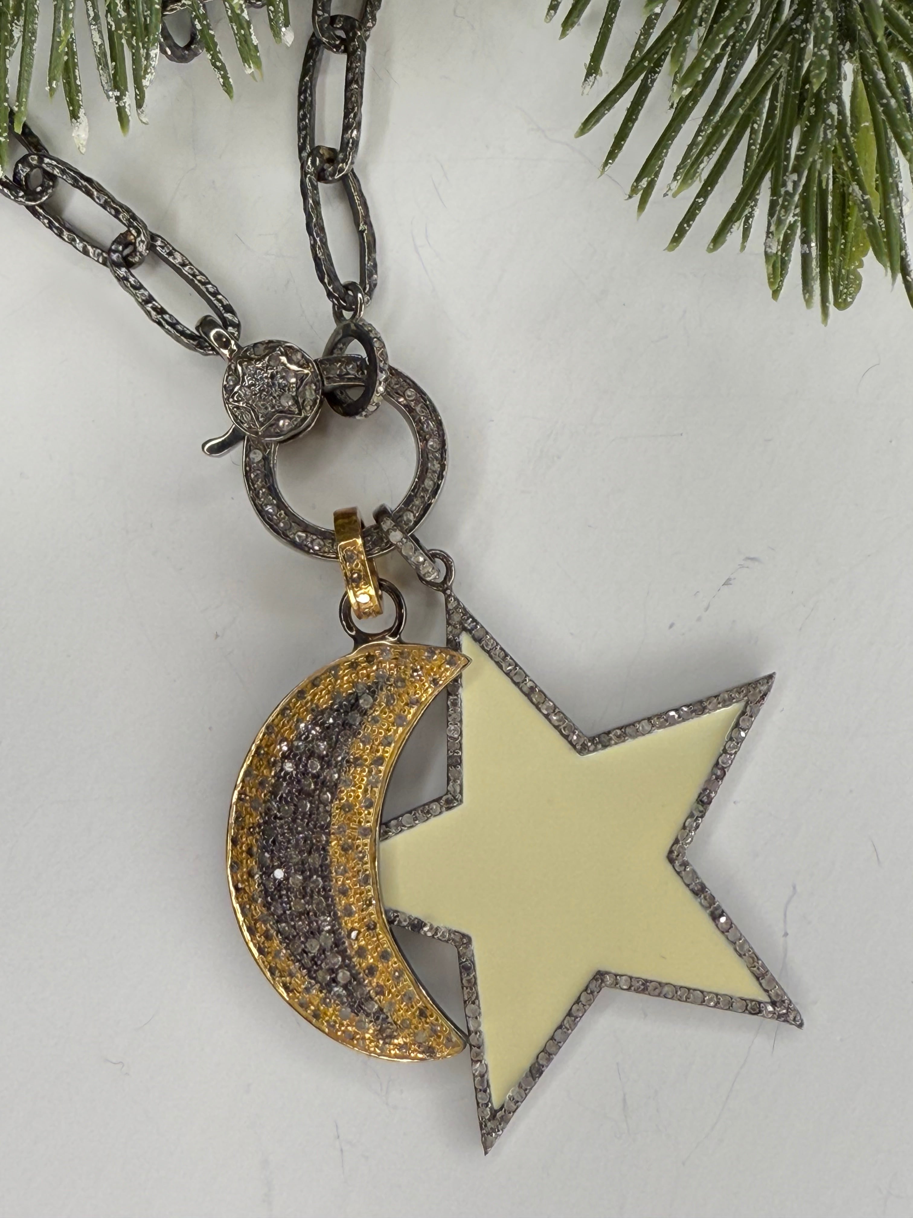 18" Chain with Pave Diamond Charm Holder