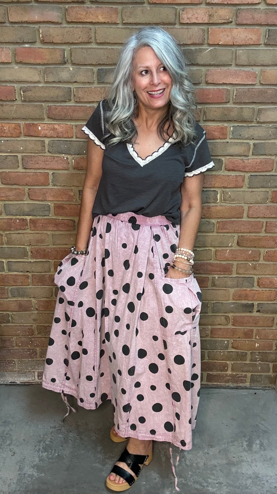 Polka Dot Dusty Rose Skirt - Vintage Vault Boutique