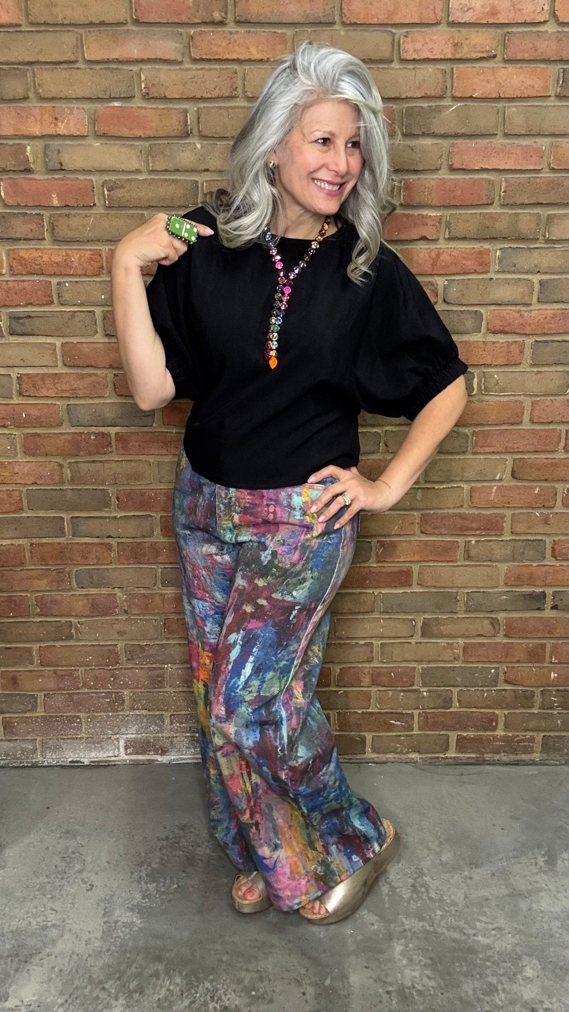 Printed Denim Jeans - Vintage Vault Boutique