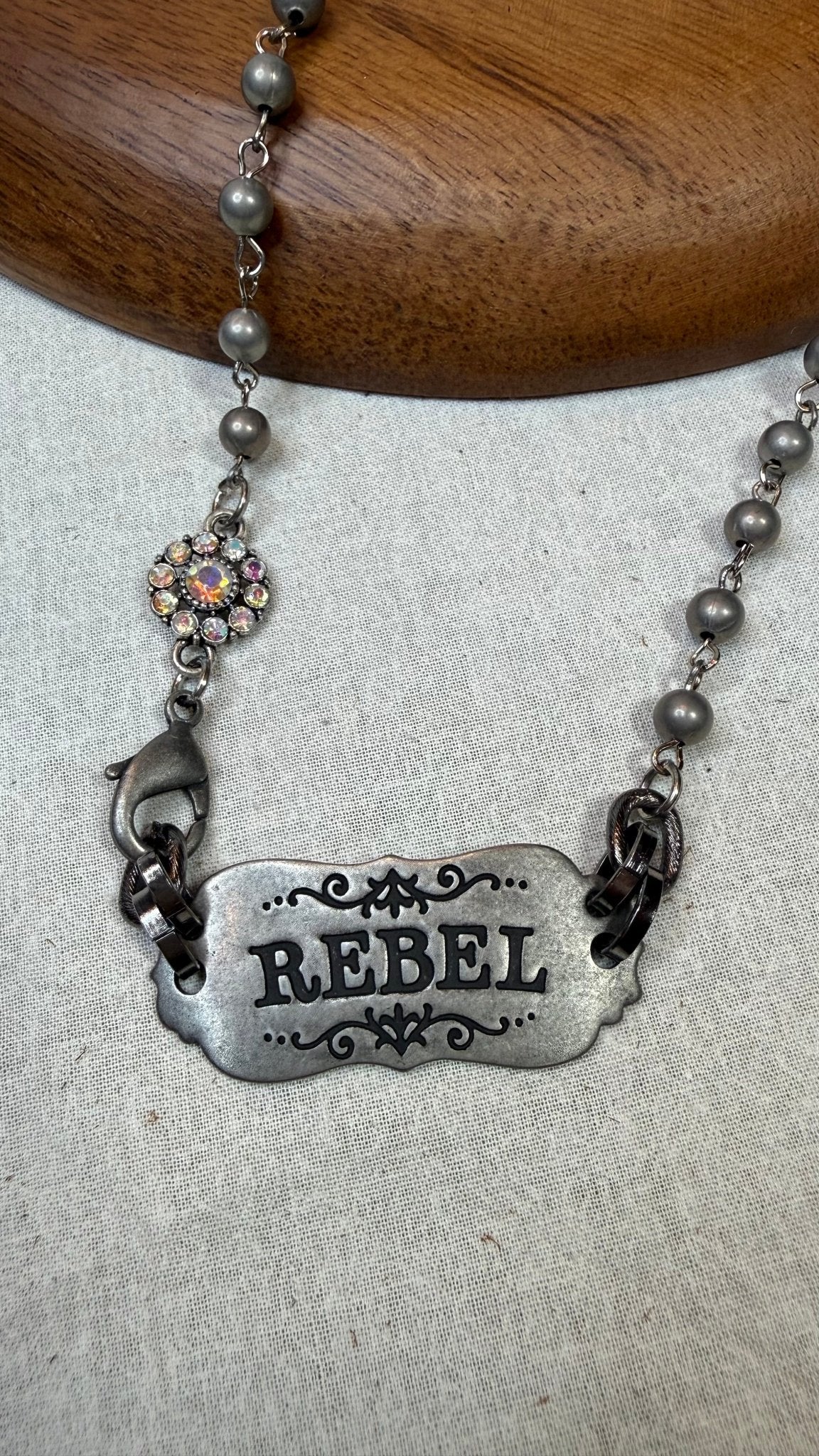 Rebel Vintage Stamped Bar Necklace - Vintage Vault Boutique