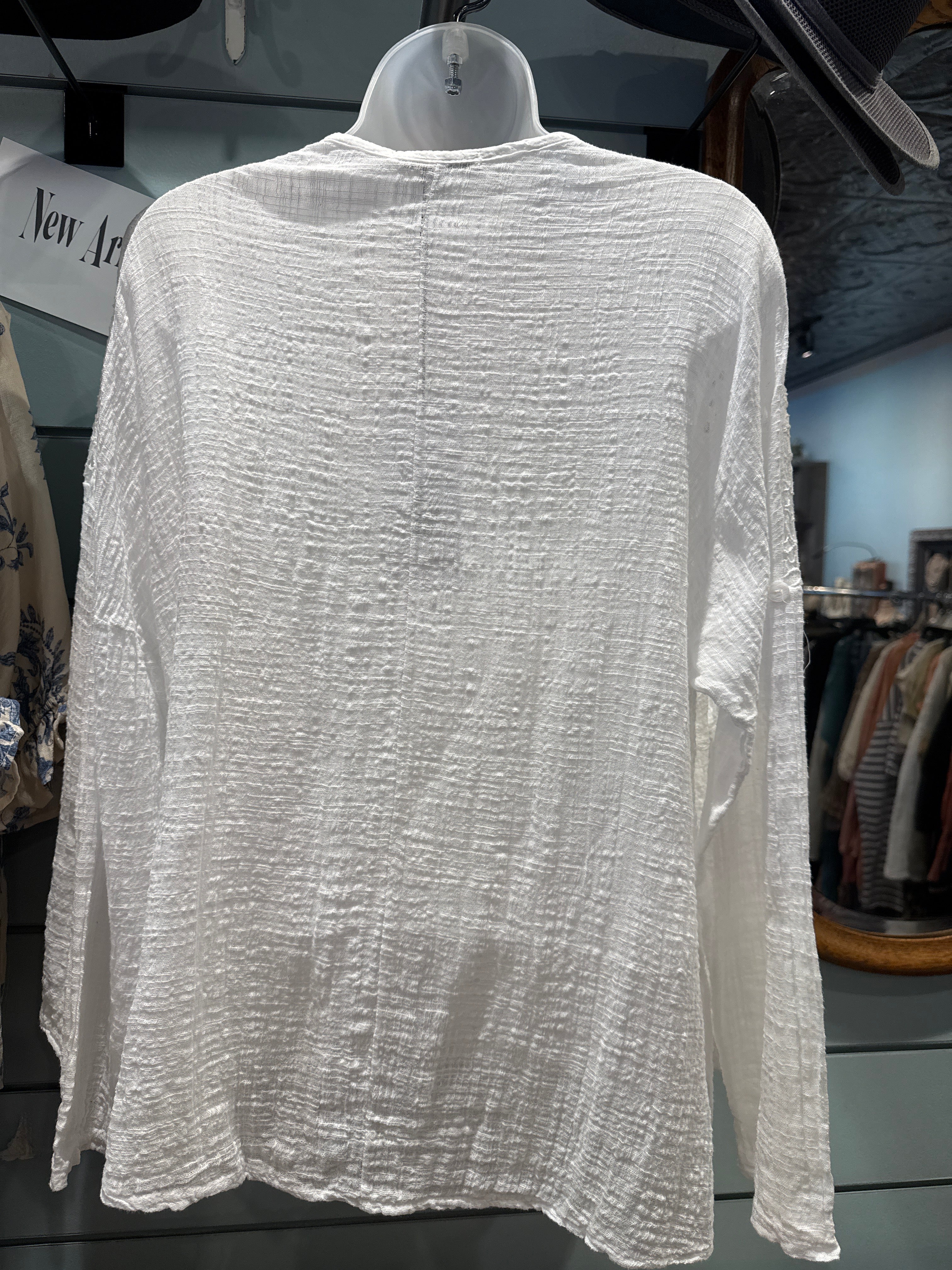 White V-Neck Embrd Top