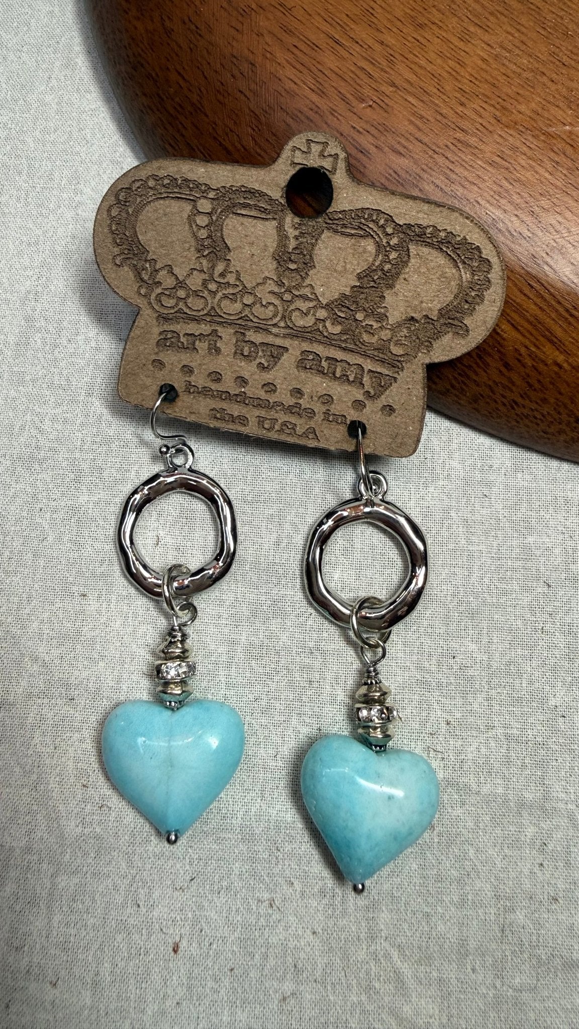 Aqua Heart Earring - Vintage Vault Boutique