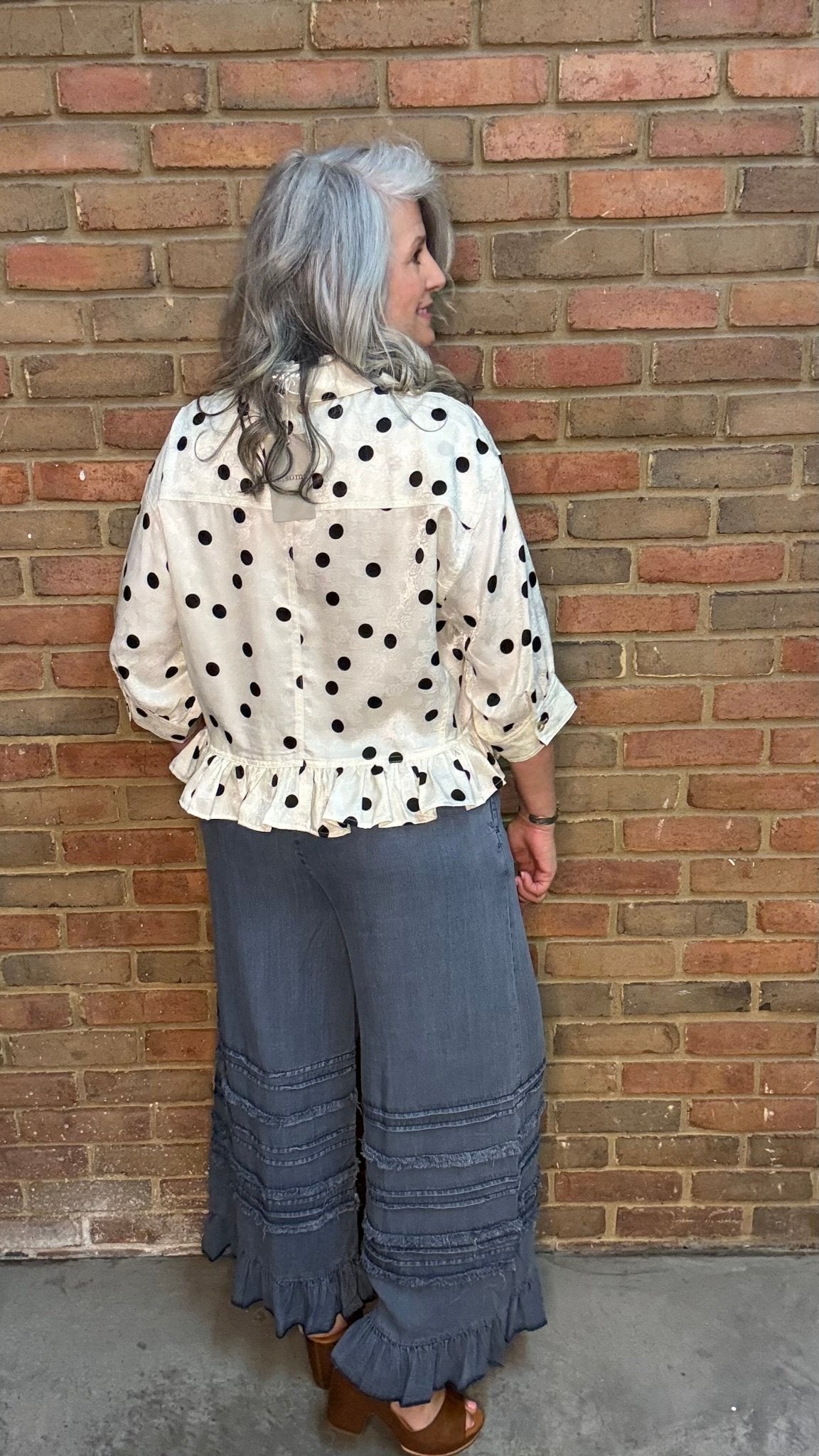 Flared Ruffle Hem Crop Pants - Vintage Vault Boutique