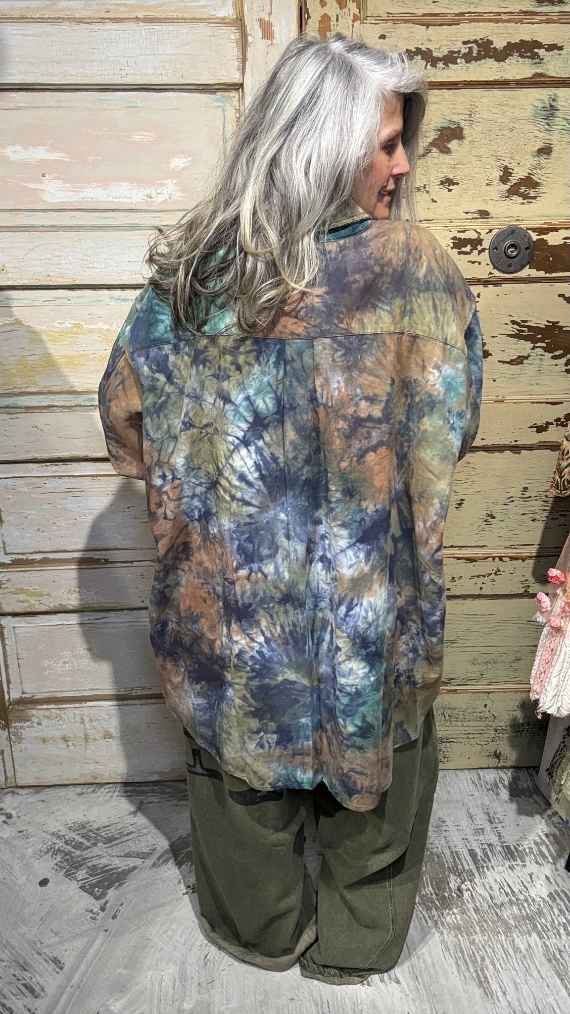 Storm Chaser Tie Dye Button Up Shirt - Vintage Vault Boutique