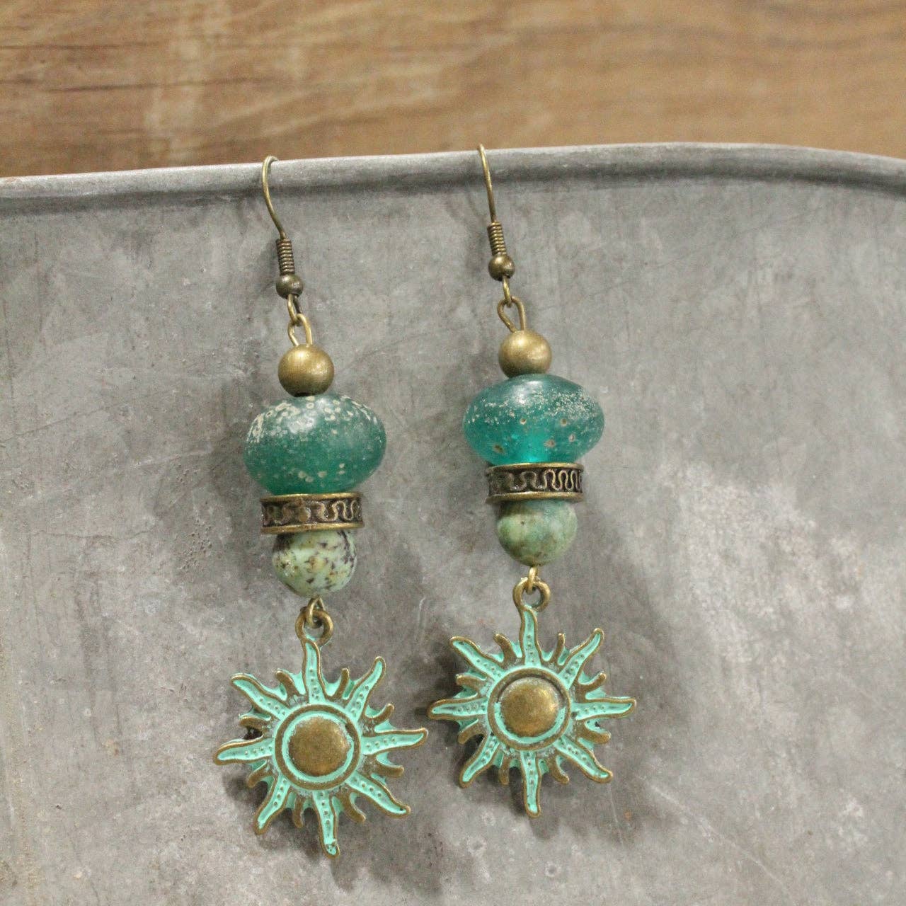 Day & Night Bronze Charmed Drop Earrings - Vintage Vault Boutique