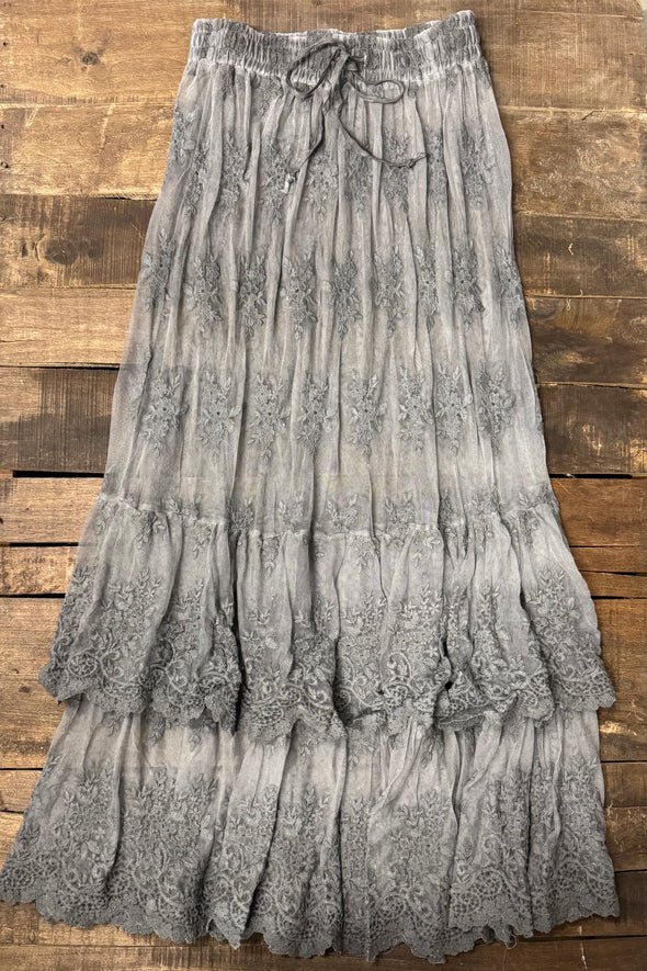 Whispered Skies Skirt in Charcoal - Vintage Vault Boutique