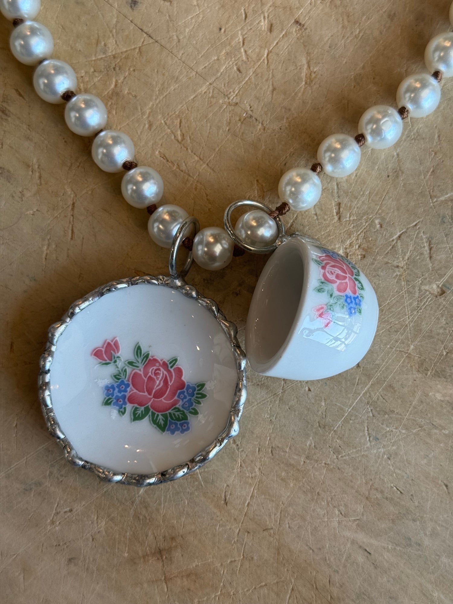 China Plate and Saucer Necklace