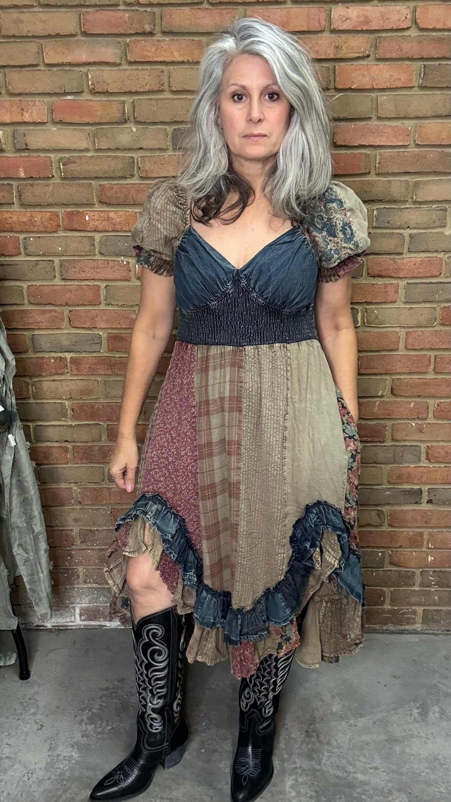 Ruffled Asymmetric Hem Dress