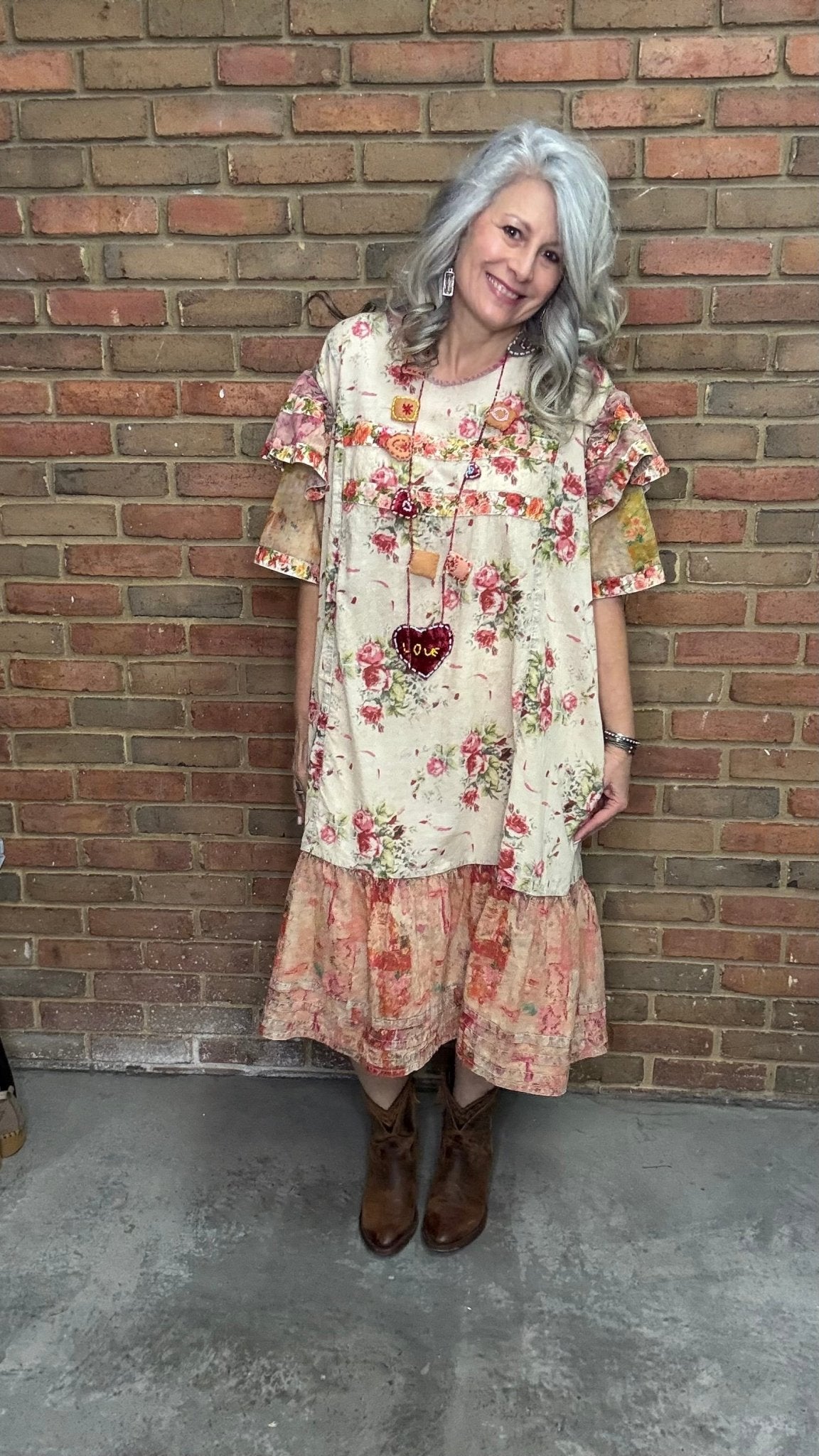 Vintage Wash Ruffle Sleeve Dress - Vintage Vault Boutique