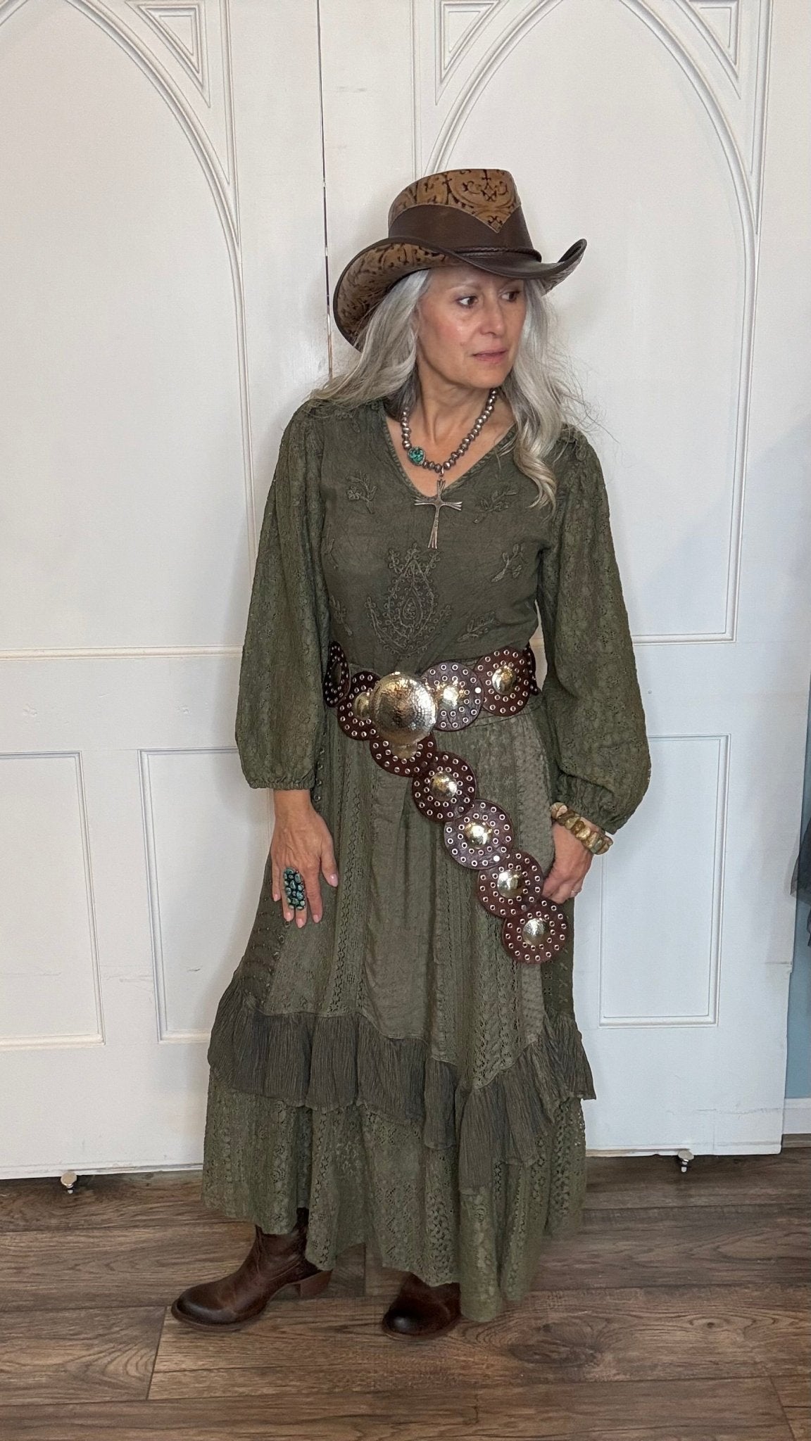 Smocked Waist Western Dress - Vintage Vault Boutique