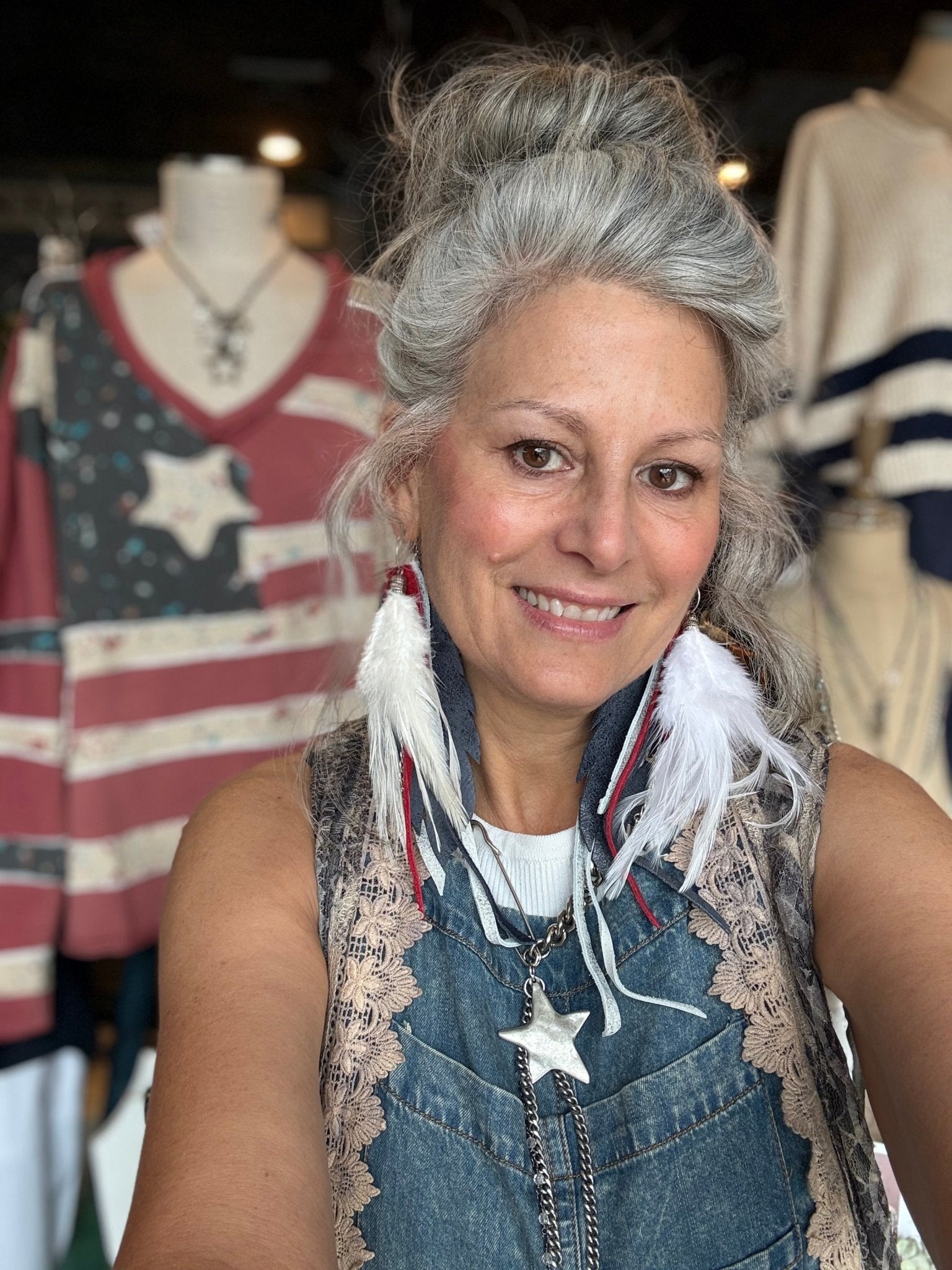 America Beautiful Feather Earrings - Vintage Vault Boutique