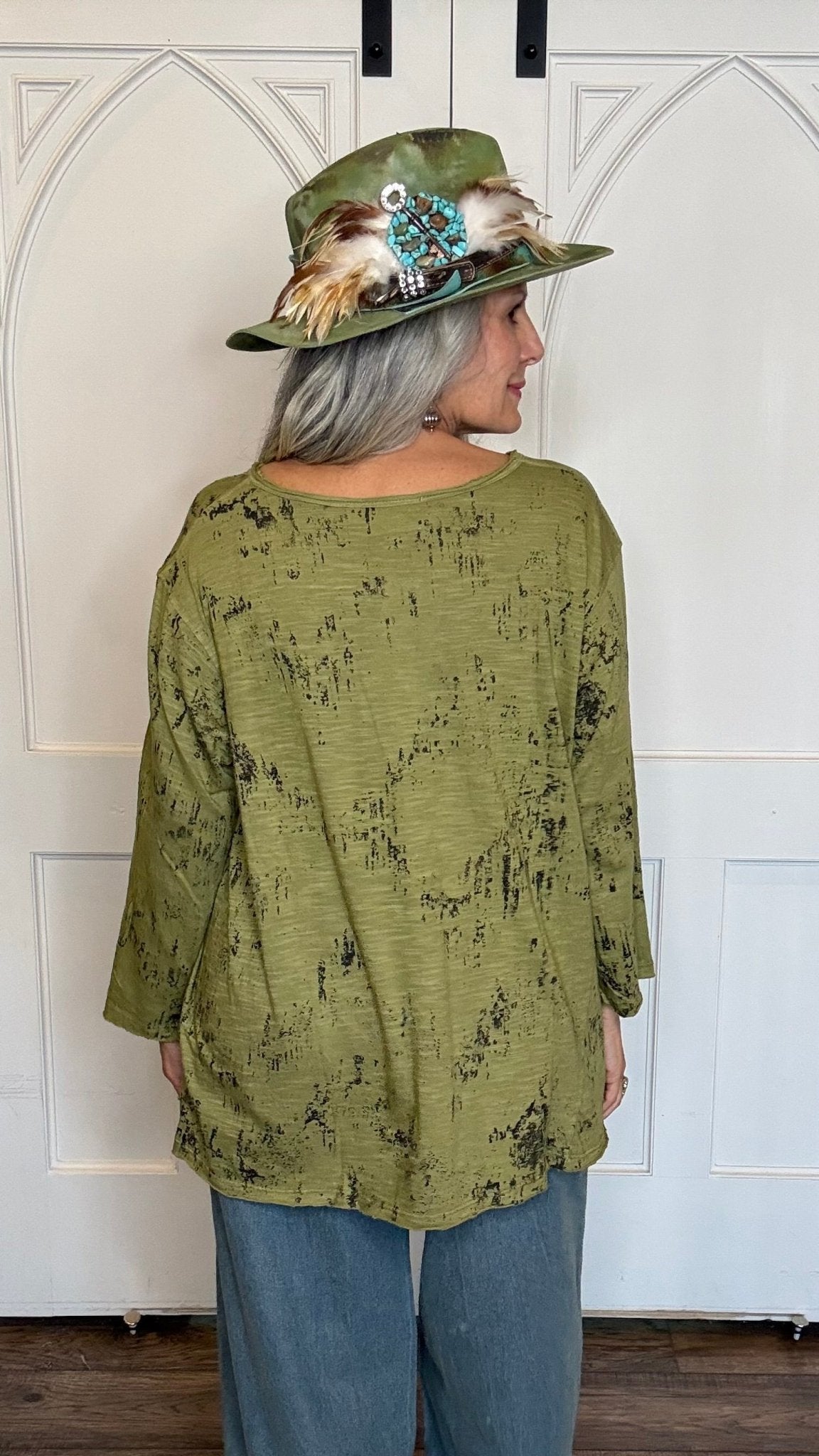 Olive Butterfly Top - Vintage Vault Boutique
