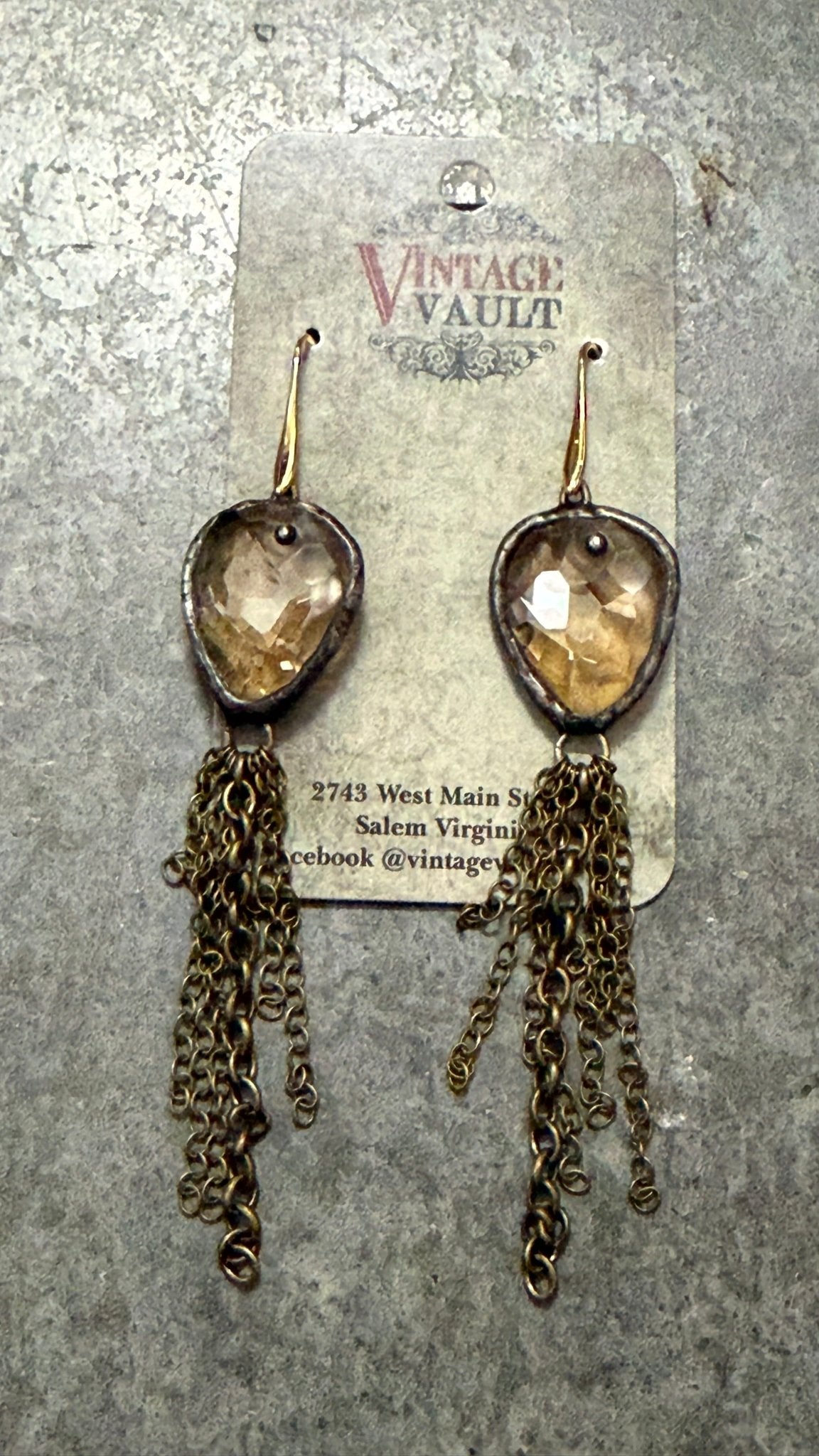 Crystal Chain Tassel Earring - Vintage Vault Boutique