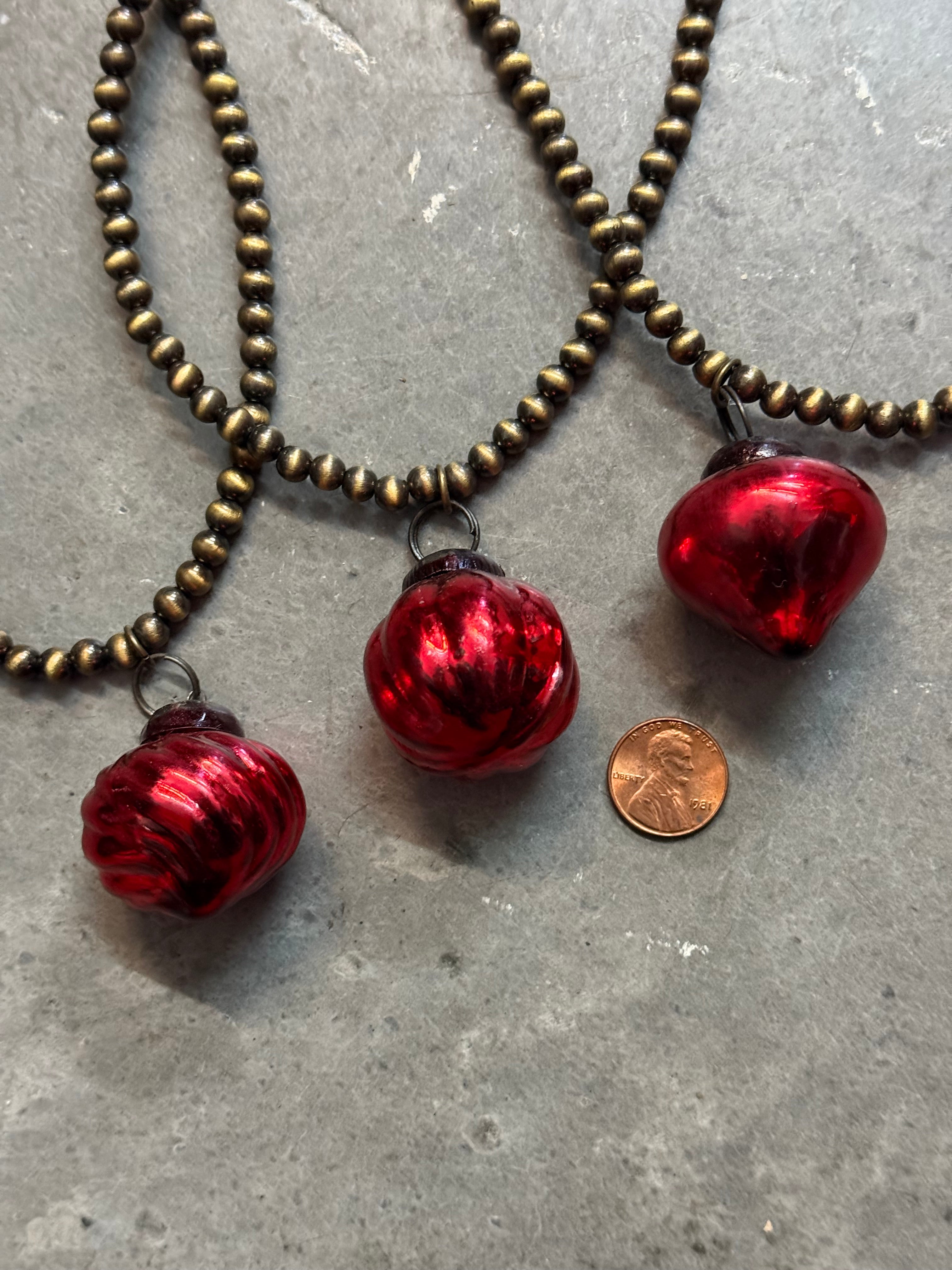 Red Christmas Ornament Necklace