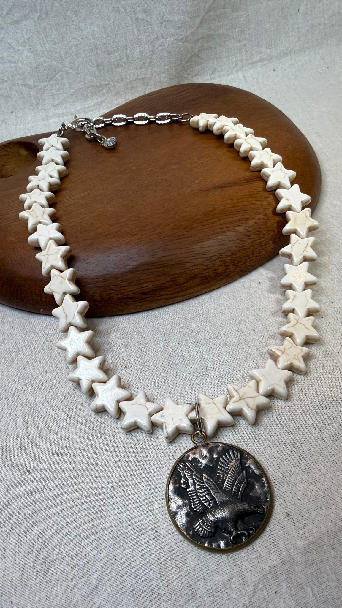 Eagle Pendant on Stars Necklace - Vintage Vault Boutique