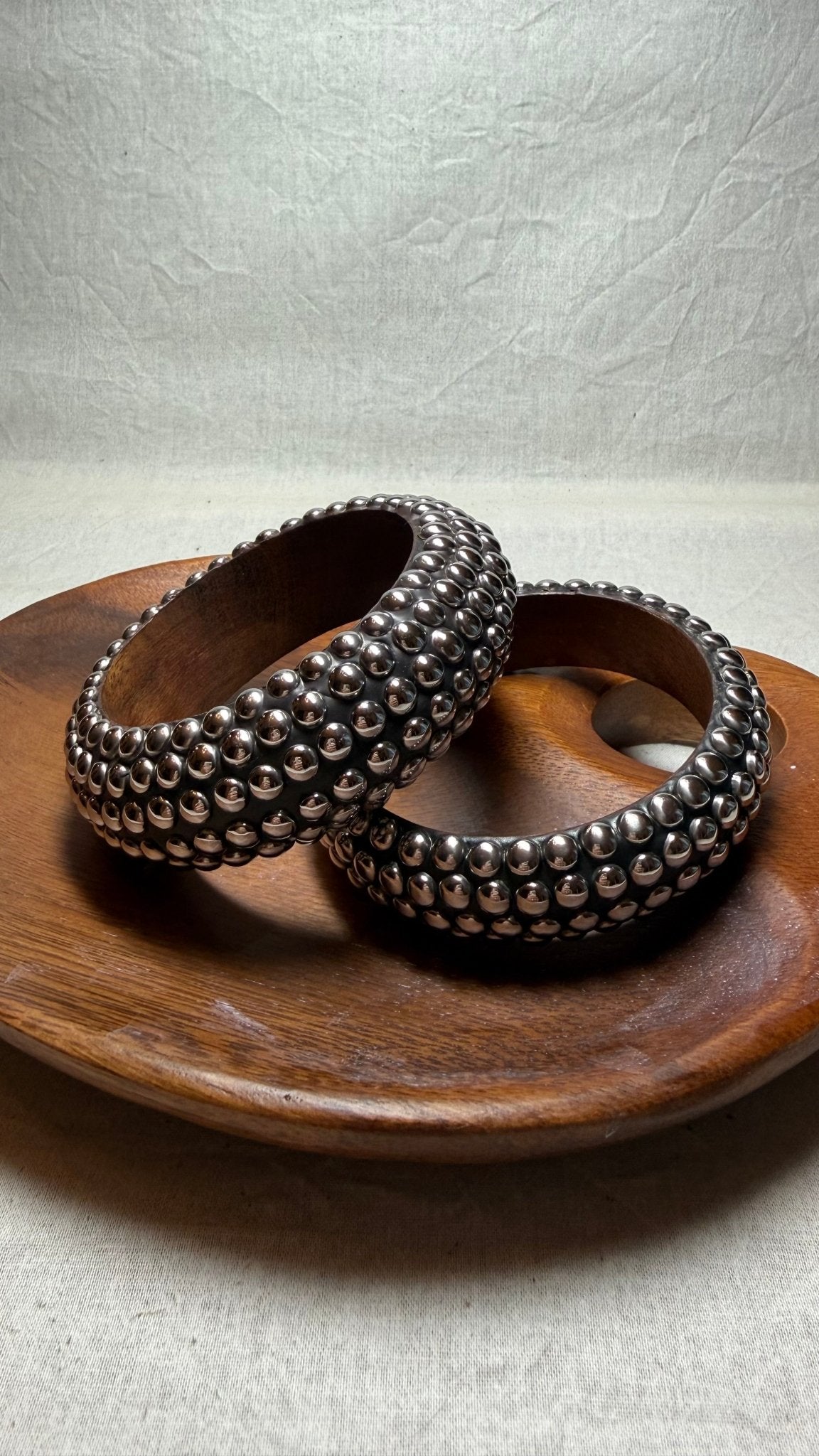 Studded Wooden Bangles - Vintage Vault Boutique