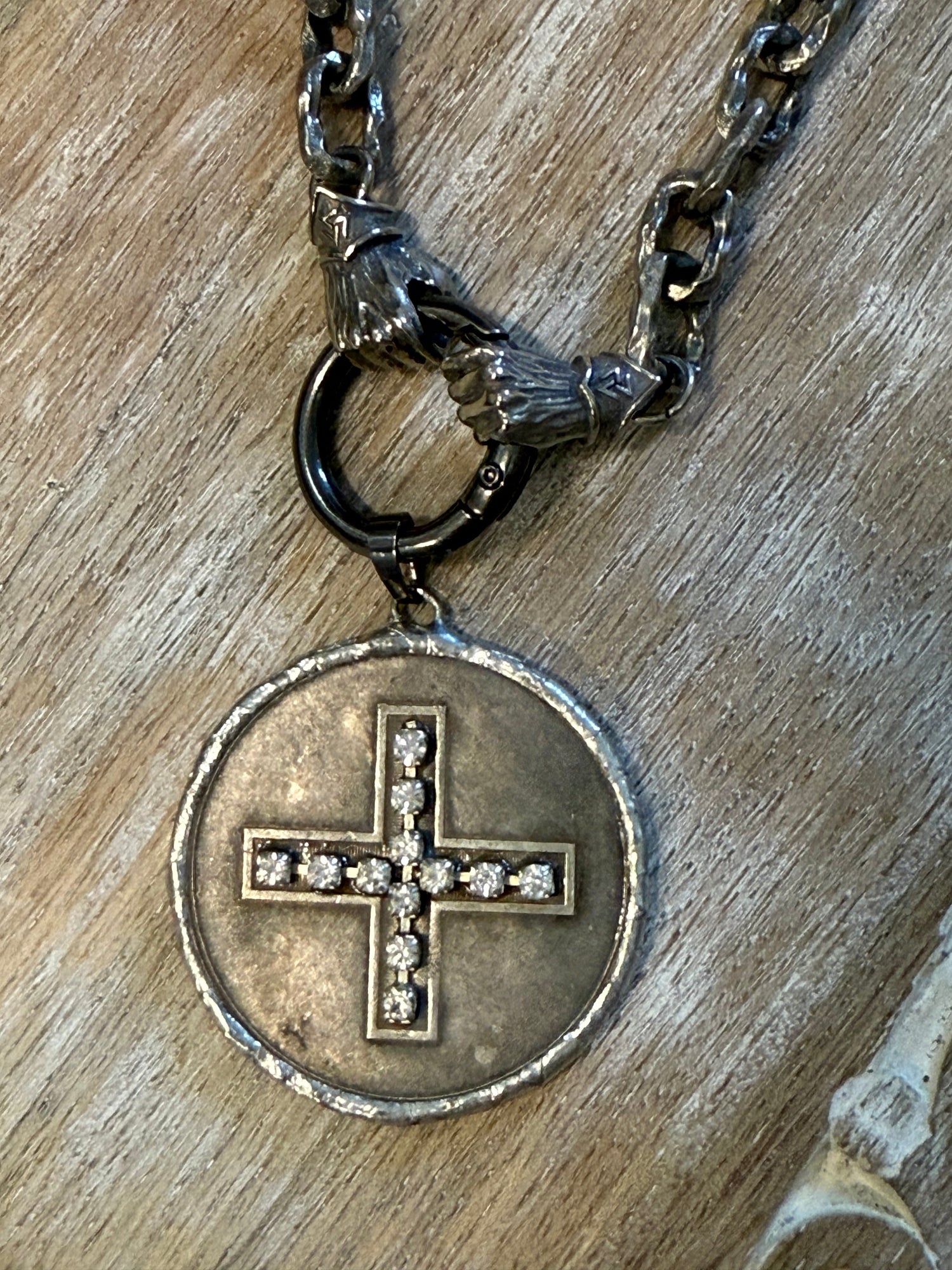 Hands on Cross Coin Necklace