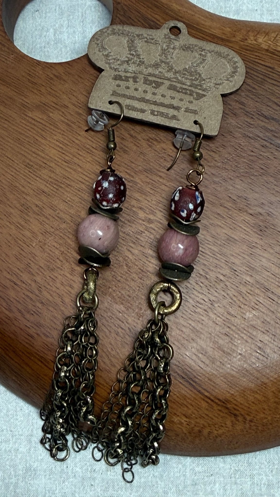 Plum Chain Drop Earring - Vintage Vault Boutique