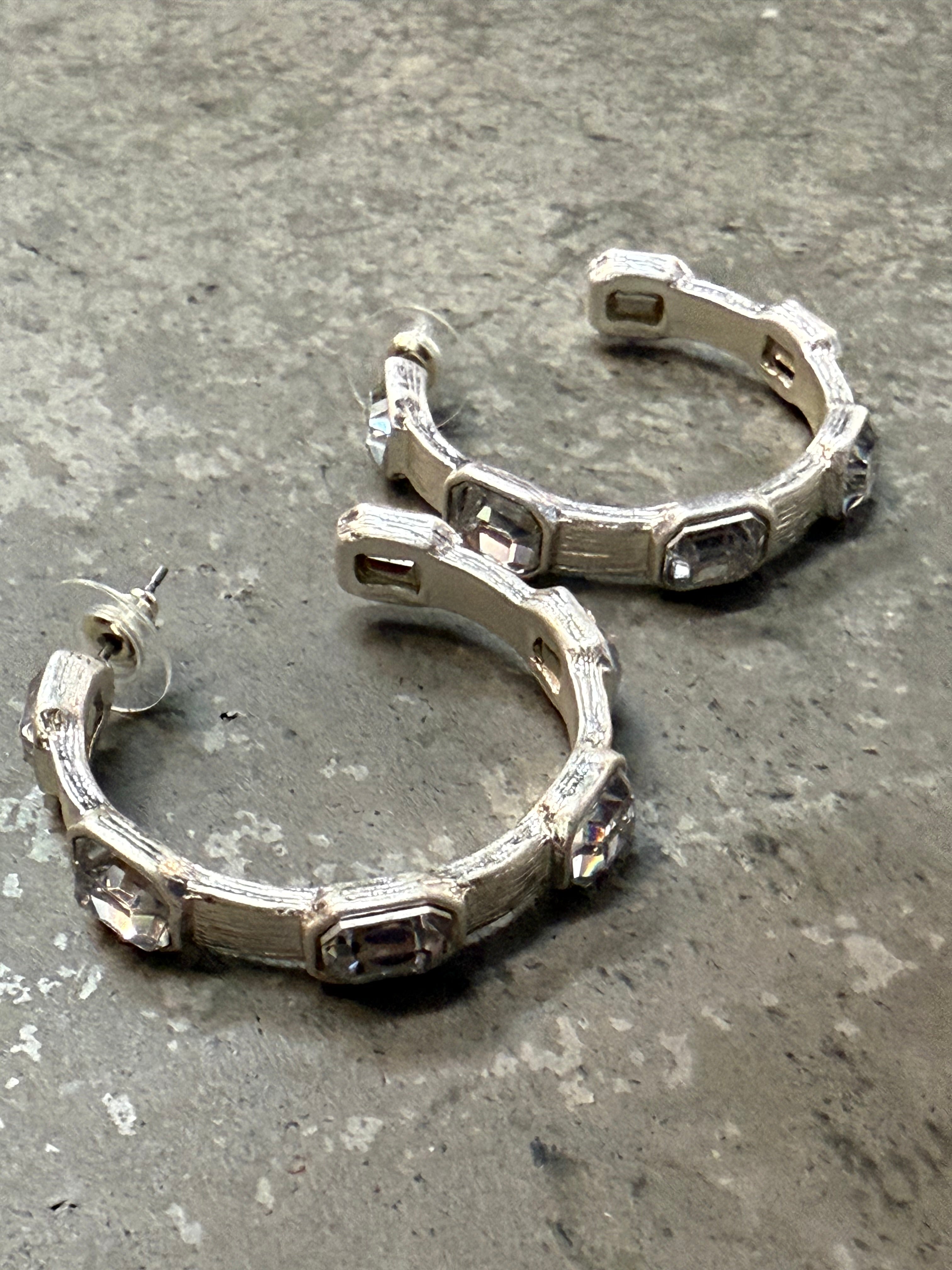 Crystal and Silver Hoop Earring