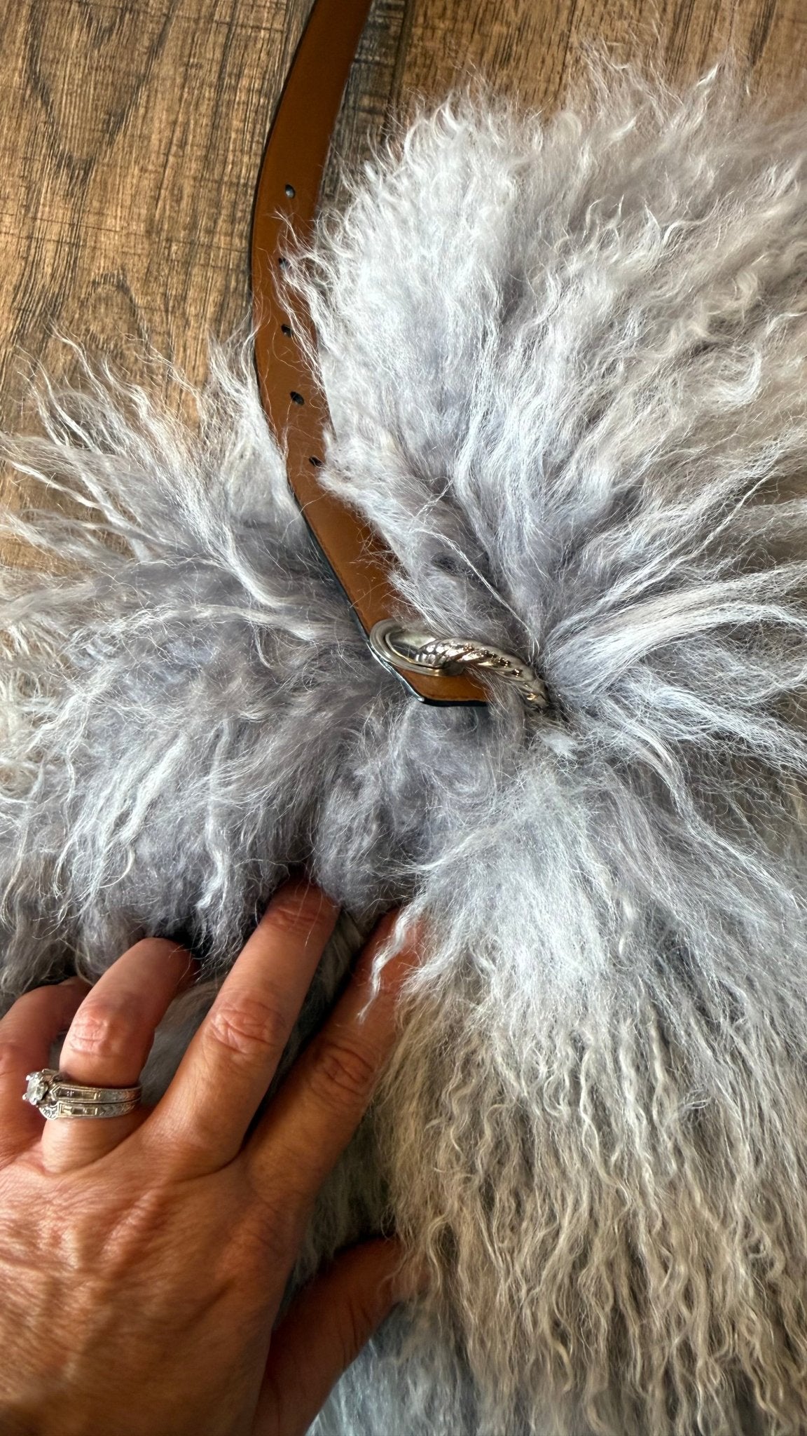 Small Grey Mongolian Hand Bag - Vintage Vault Boutique