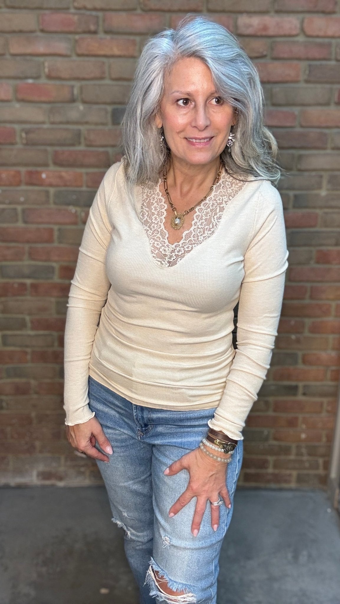 Baby Rib Knit and Lace Layering Top - Vintage Vault Boutique