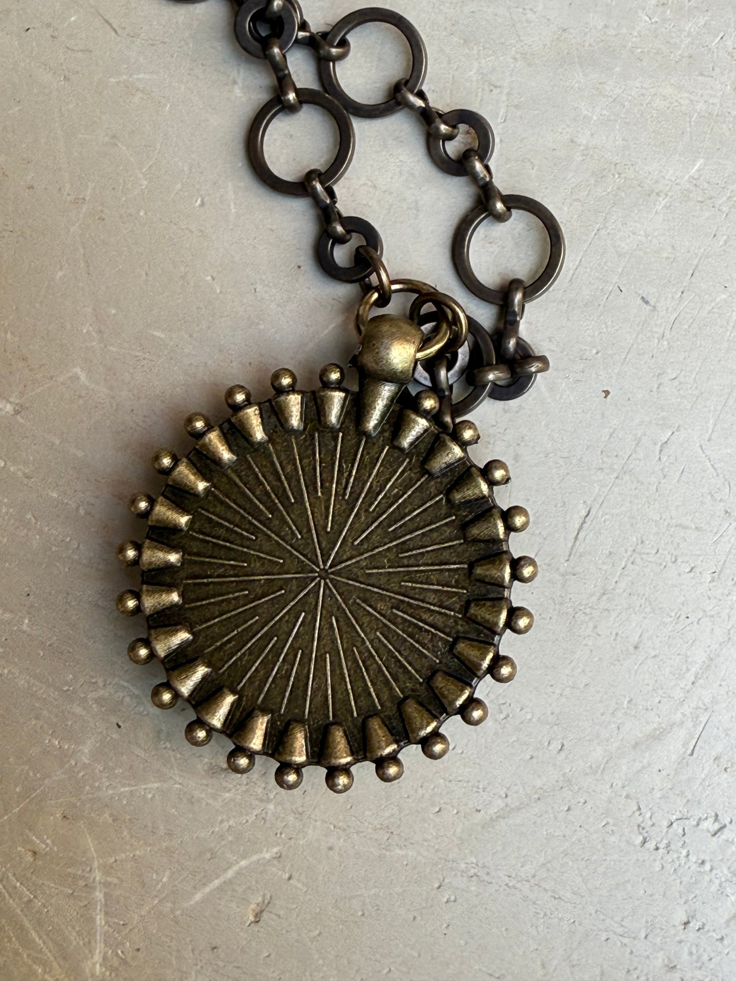 EKD Victorian Moon & Star Button Necklace