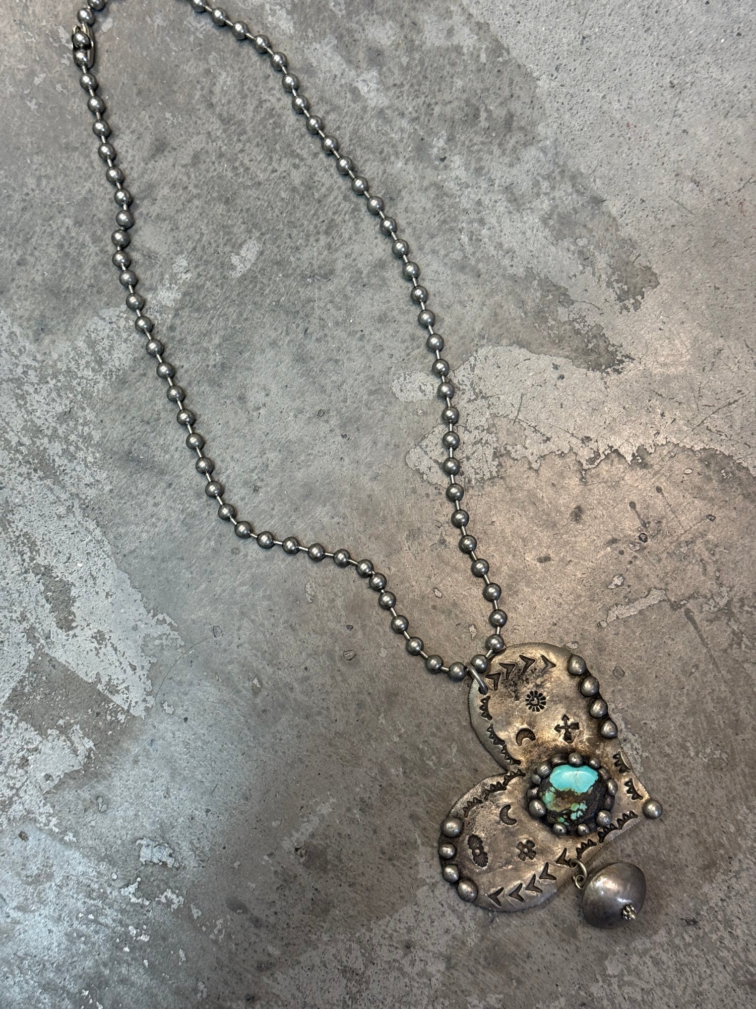 Turquoise Heart Necklace on Ball Chain