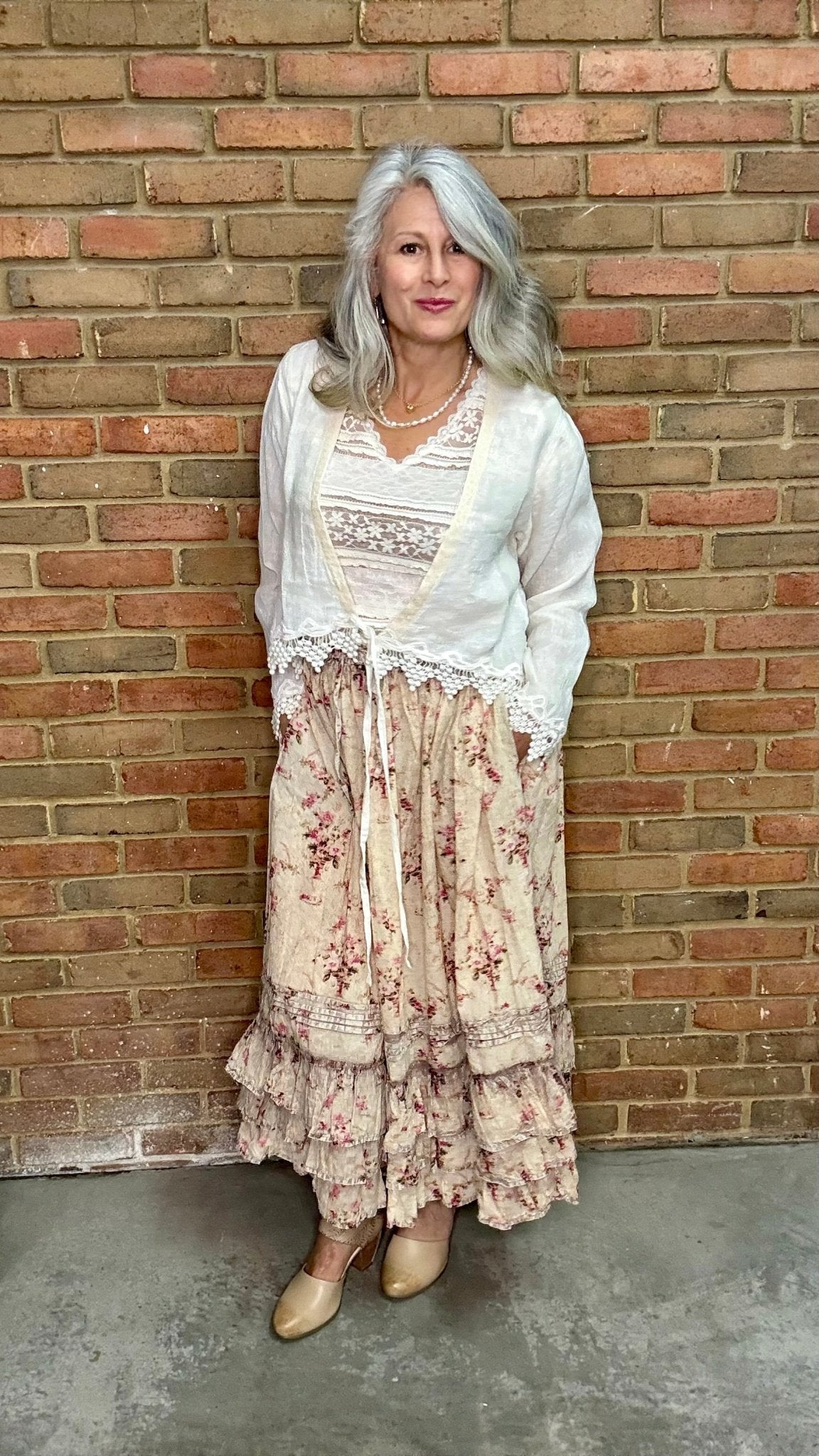 Cotton and Crochet Lace Topper - Vintage Vault Boutique