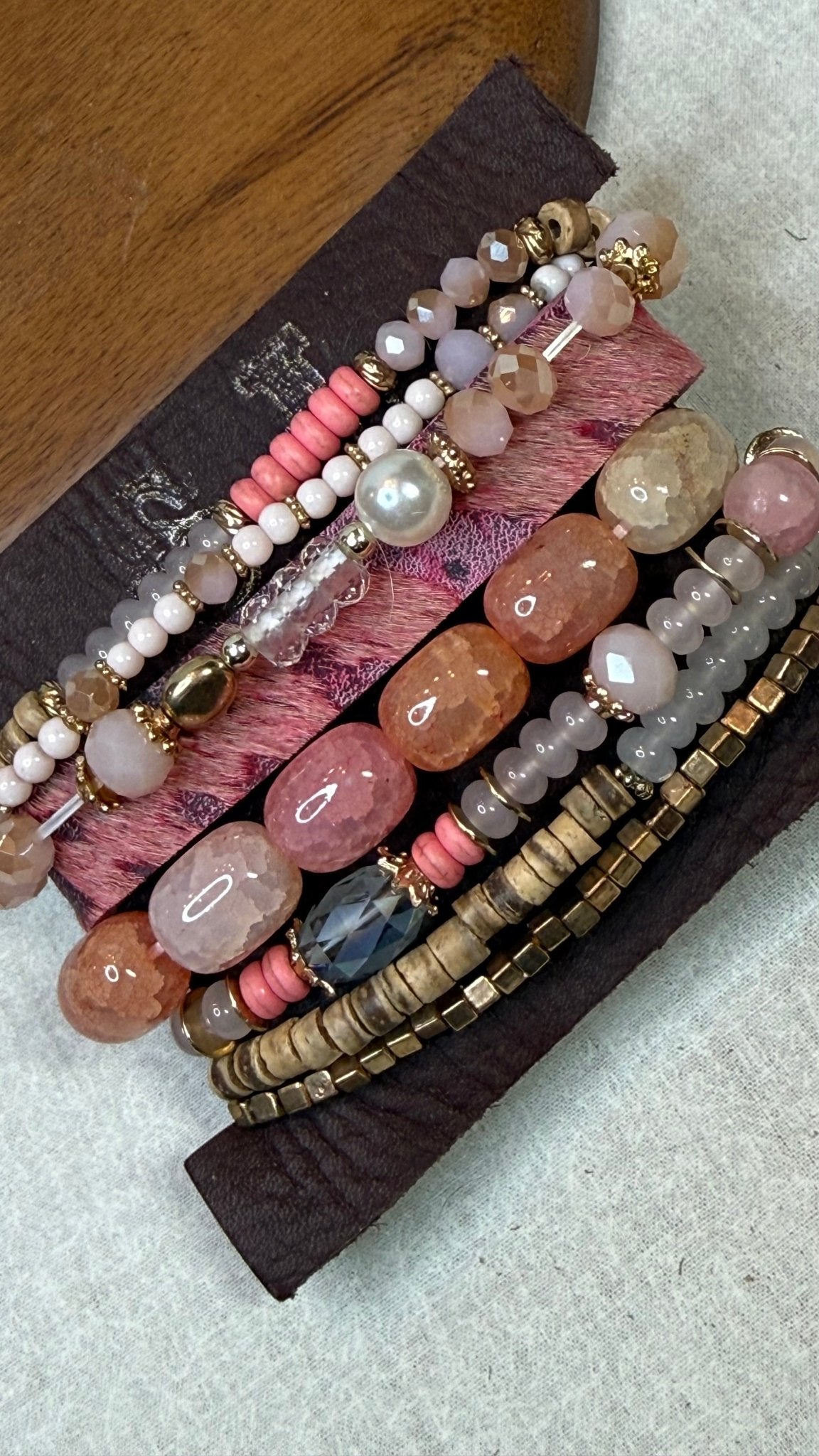 Pink Stretch Bracelet Stack - Vintage Vault Boutique