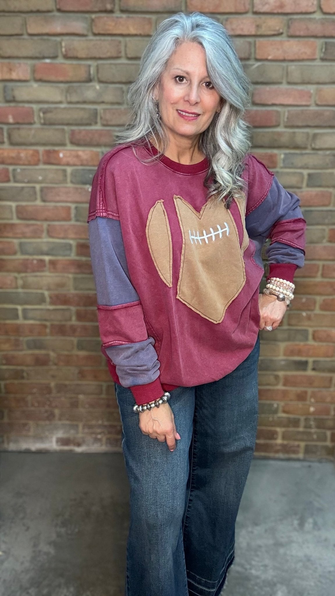 Game Day Football Patch Sweatshirt - Vintage Vault Boutique