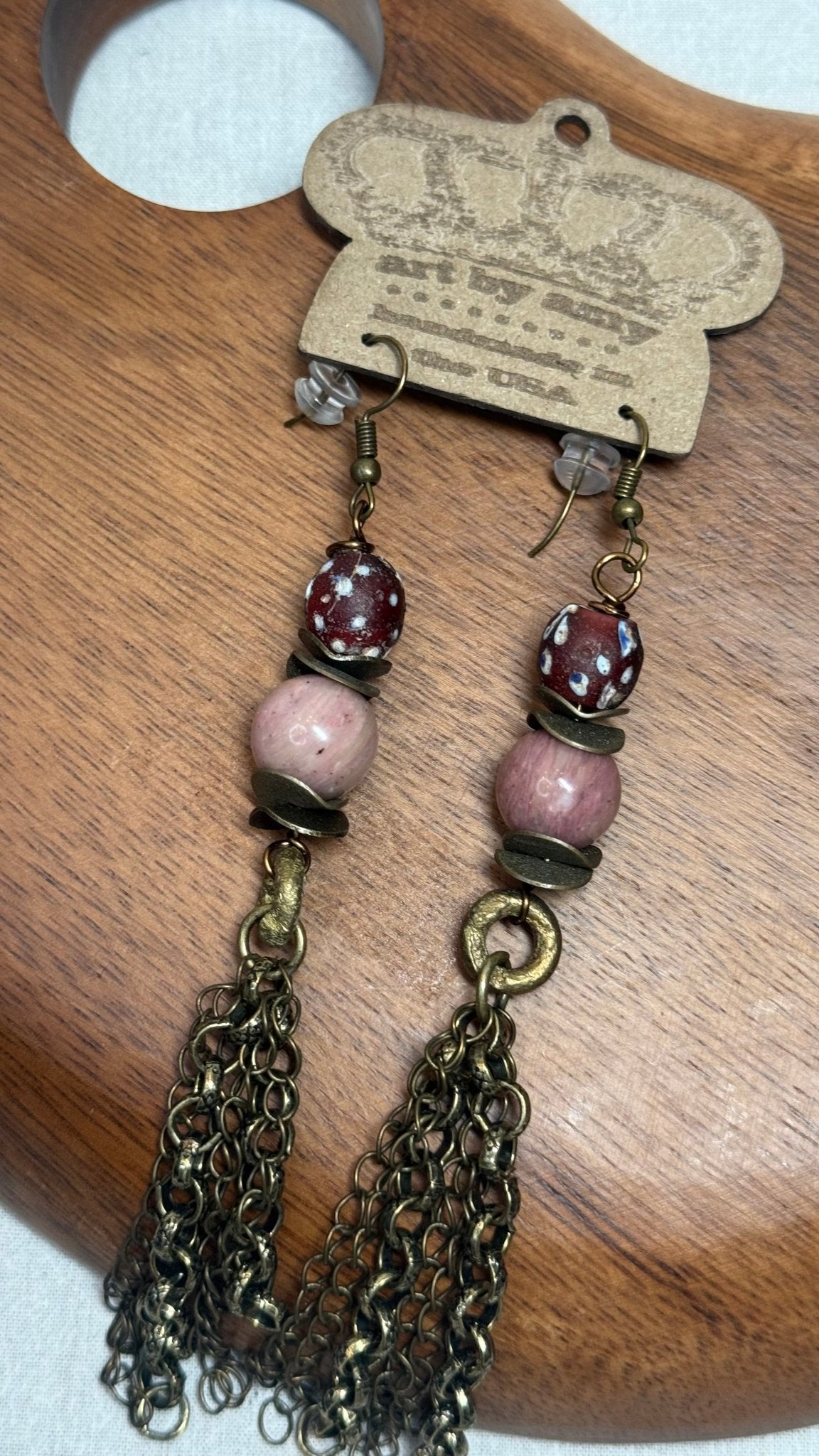 Plum Chain Drop Earring - Vintage Vault Boutique
