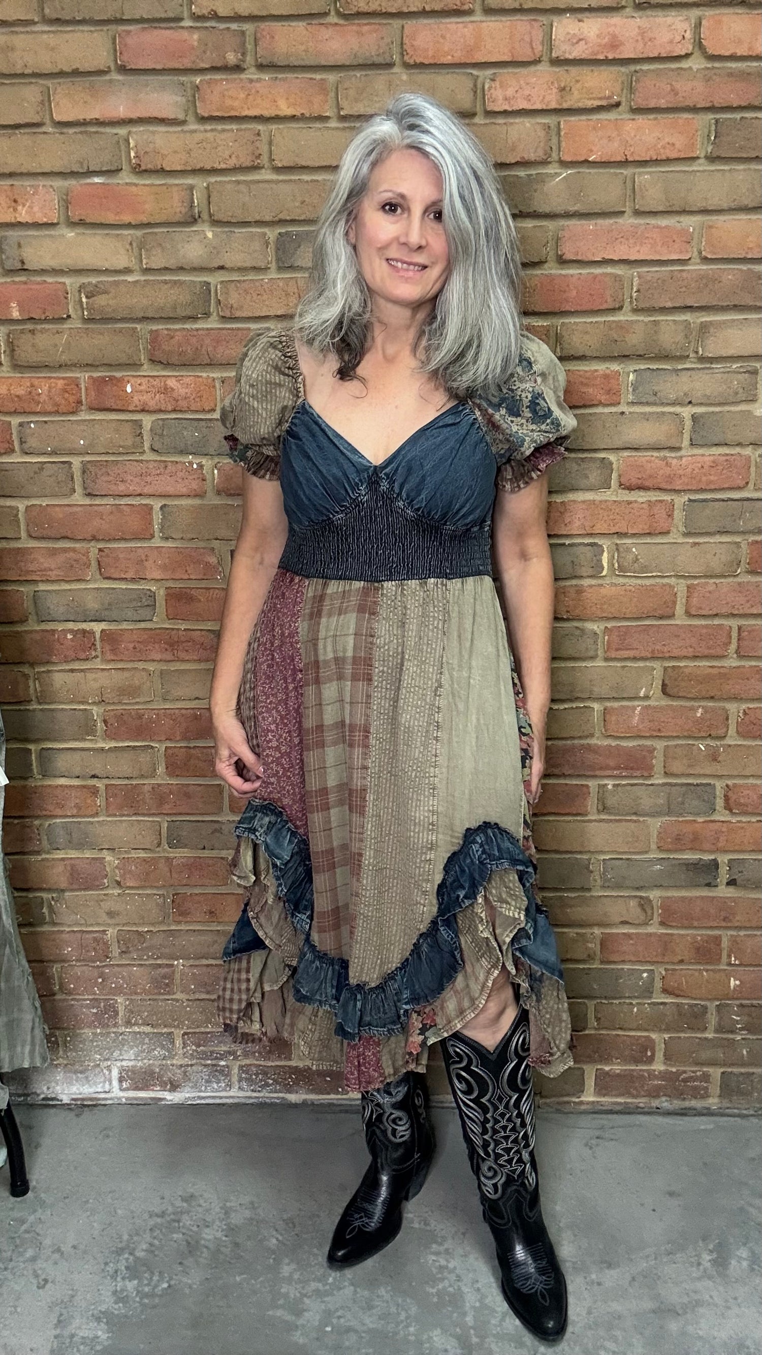 Ruffled Asymmetric Hem Dress