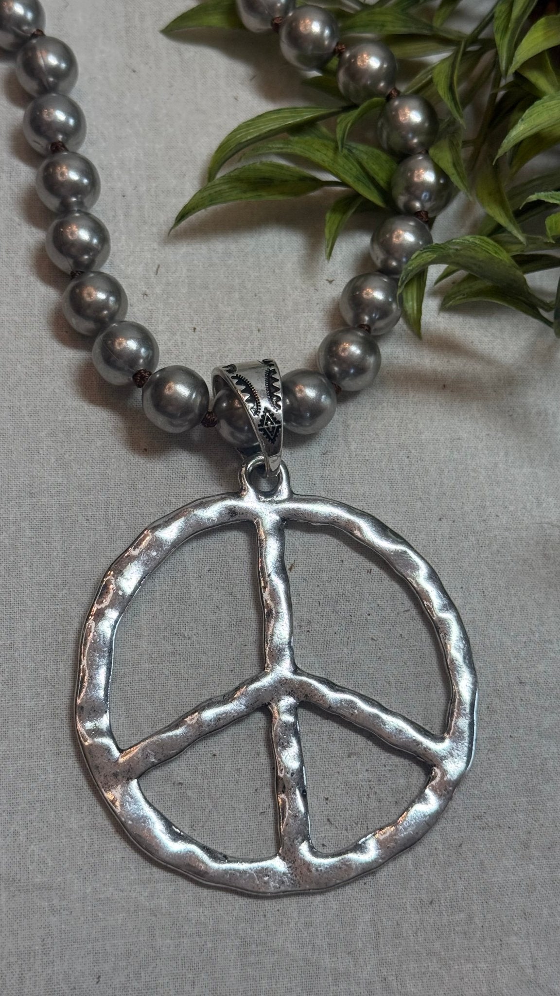 Large Open Peace Sign Necklace - Vintage Vault Boutique